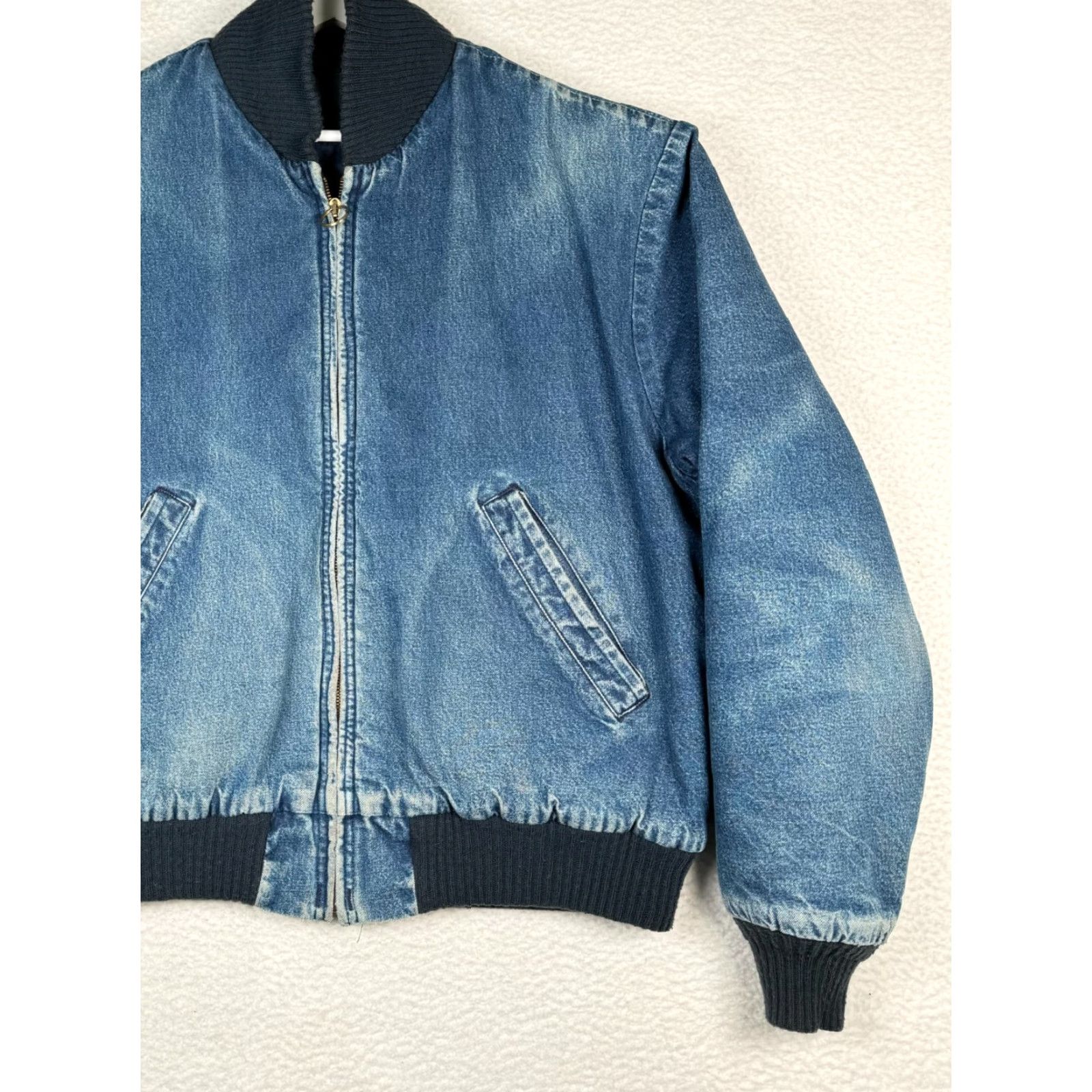 Vintage VINTAGE OshKosh B'gosh Bomber Jacket Denim Men's Medium - Faded Distressed, Blue, Zipper, Outdoor, 90s, Jacket, Mens Size US M / EU 48-50 / 2 - 2 Thumbnail