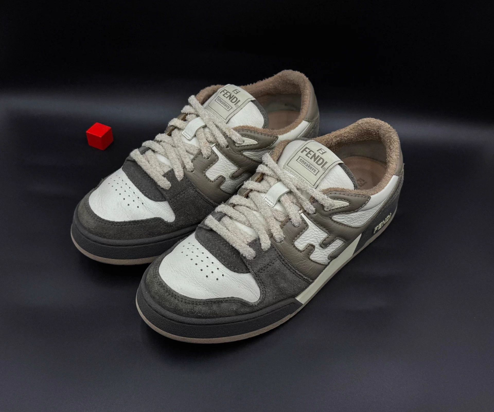 Fendi FENDI men's low-top lace-up gray white sneakers Size US 8 / EU 41 - 1 Thumbnail