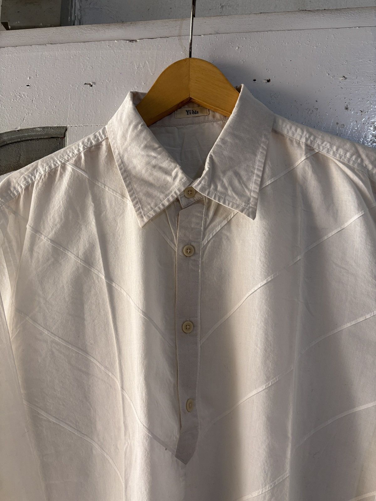 Yohji Yamamoto White Yohji Yamamoto Y’s Bis Half Button Shirts Size US L / EU 52-54 / 3 - 2 Thumbnail