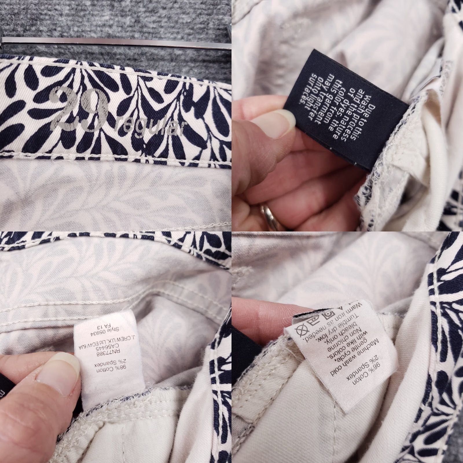 J.Crew J.CREW Pants Womens 29 Blue Mid Rise Slim Toothpick Floral Ankle Stretch Trouser Size 29" - 9 Thumbnail