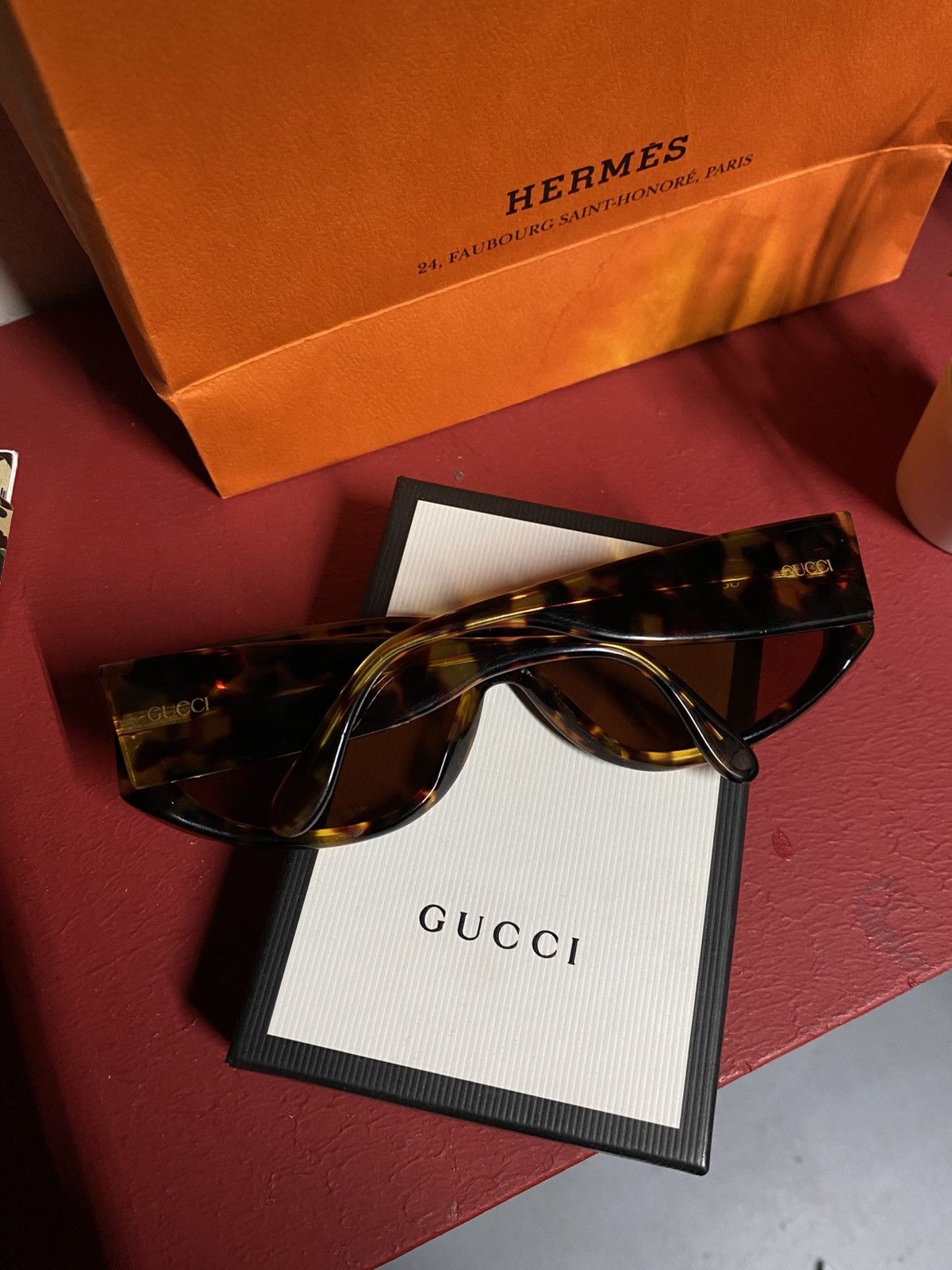 Designer Gucci Square Sunglasses Brown Rectangle Shades Preowned Size ONE SIZE - 1 Thumbnail