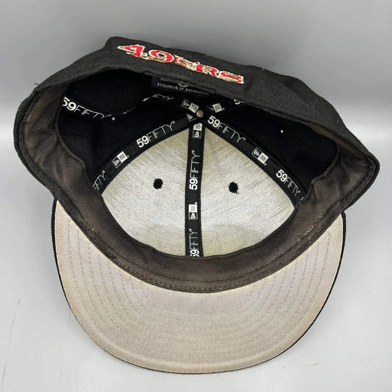 New Era San Francisco 49ers Hat Men 7 1/8 Black NFL Fitted Cap Wool Size ONE SIZE - 2 Thumbnail