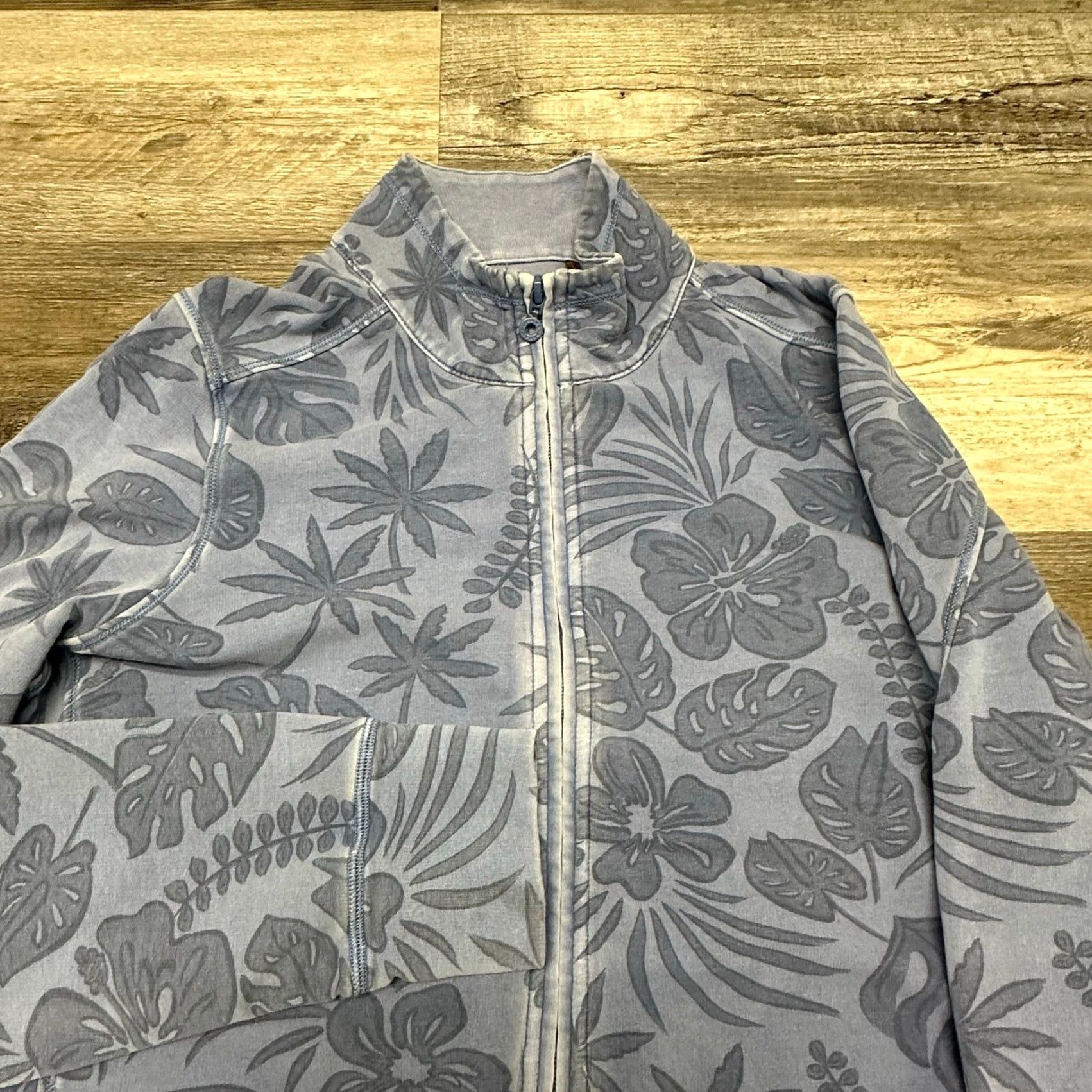 Tommy Bahama Tommy Bahama Jacket Womens L Blue Floral Tropical Zip Up Cotton Blend Leaves Sweatshirt Size L / US 10 / IT 46 - 3 Thumbnail