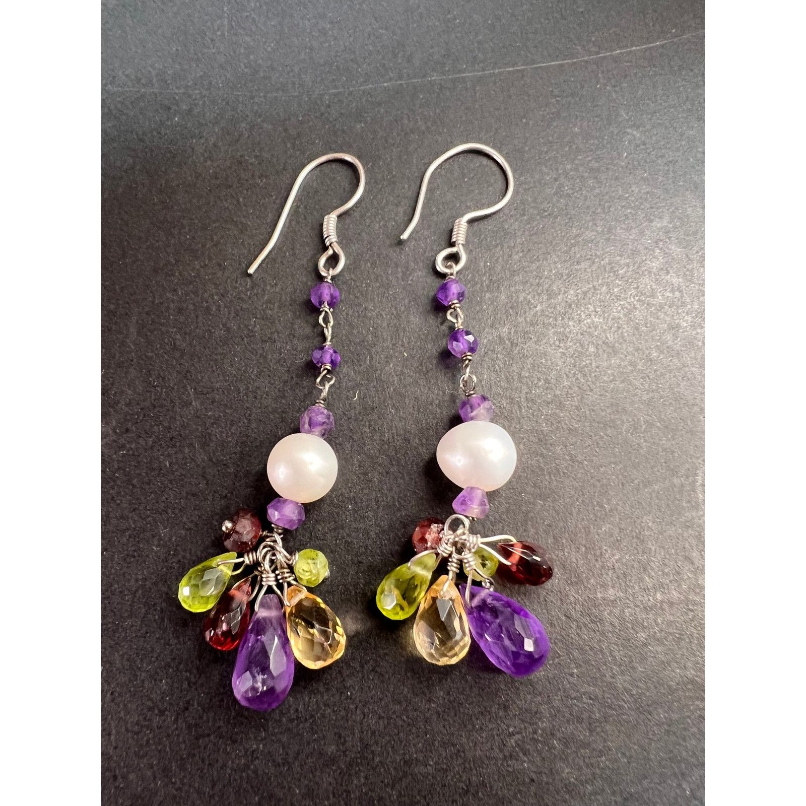 Other Multi gemstone cluster dangle earrings in sterling silver Size ONE SIZE - 1 Thumbnail