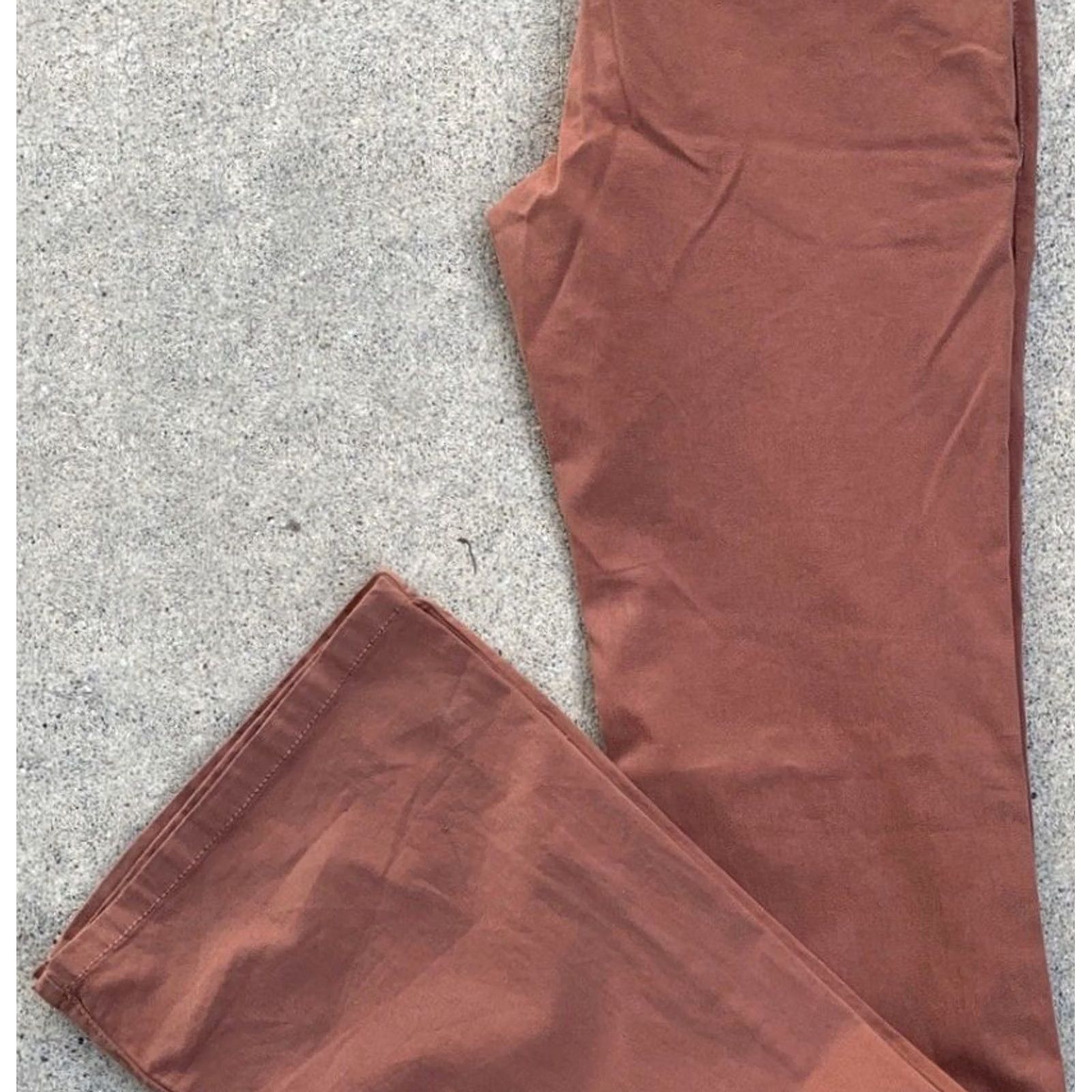 CO Max & Co Decaedro Long Pants Trousers Rust 34 3/4" Inseam Flare Leg Bell Bottom Made In Italy Women 2 Brown Cotton Spandex Flat Front Zip Leggings Size 26" / US 2 / IT 38 - 5 Thumbnail