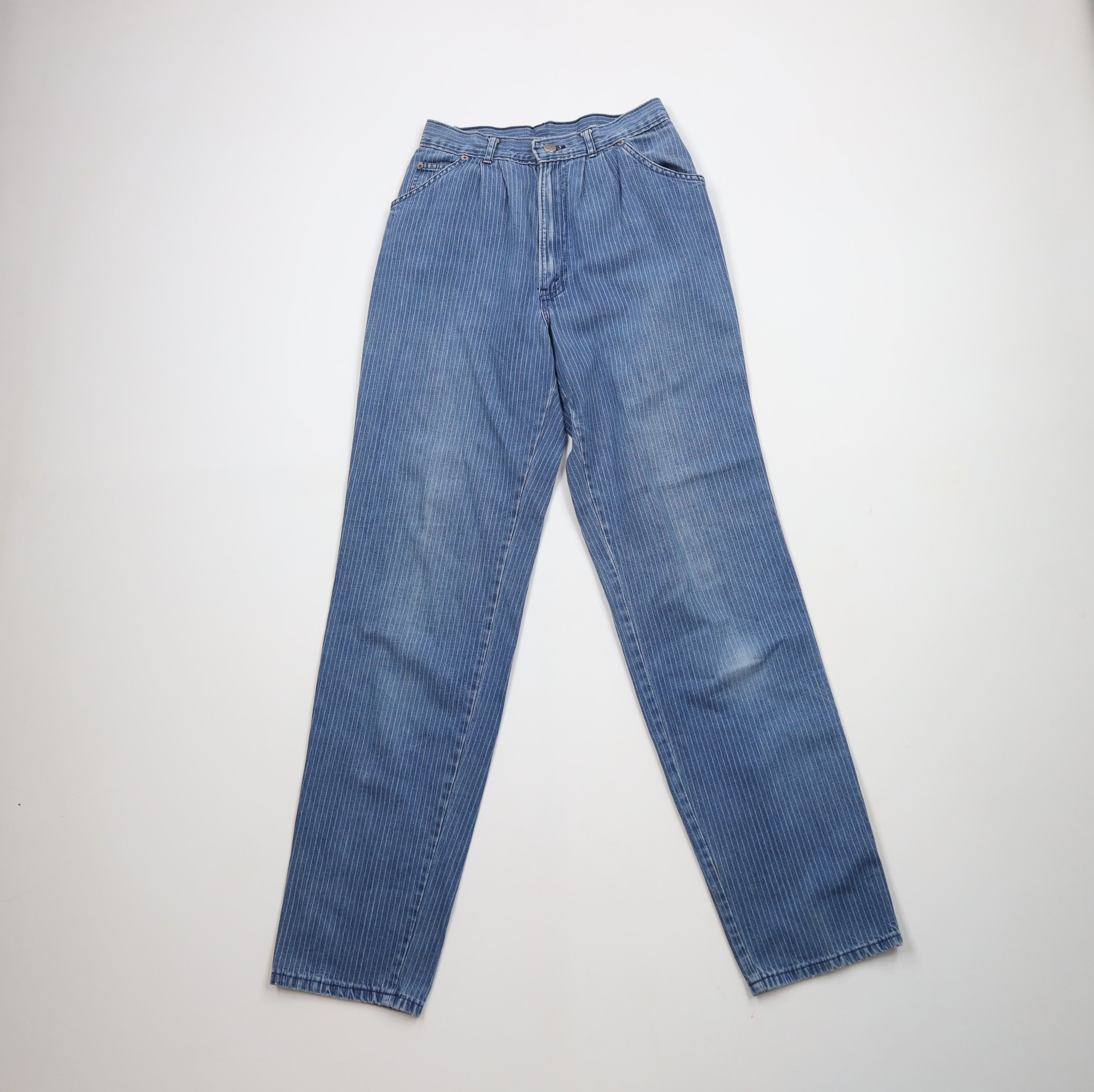 Vintage Vintage 90s Streetwear Pinstriped Pleated Denim Jeans Size 34" / US 12 / IT 48 - 1 Thumbnail