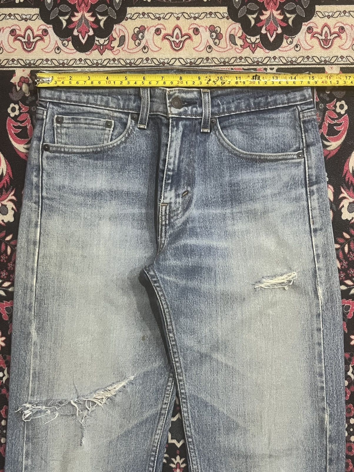 Levi's Y2K Levi’s 505 Blue Washed Distressed Straight Leg Jeans Size US 28 / EU 44 - 13 Thumbnail