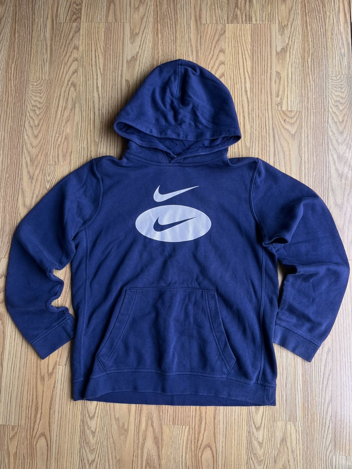 Nike Nike Gym Athletic Navy Blue Hoodie With White Swoosh Size US XL / EU 56 / 4 - 1 Thumbnail