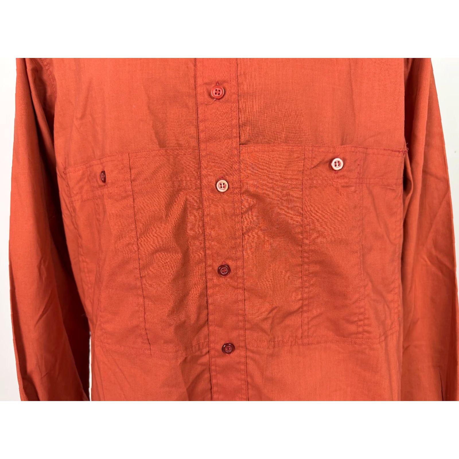 Vintage VINTAGE Expressions Button-Up Shirt Men L Orange 80s 90s Slim Long Sleeve Collared New Size US L / EU 52-54 / 3 - 5 Thumbnail