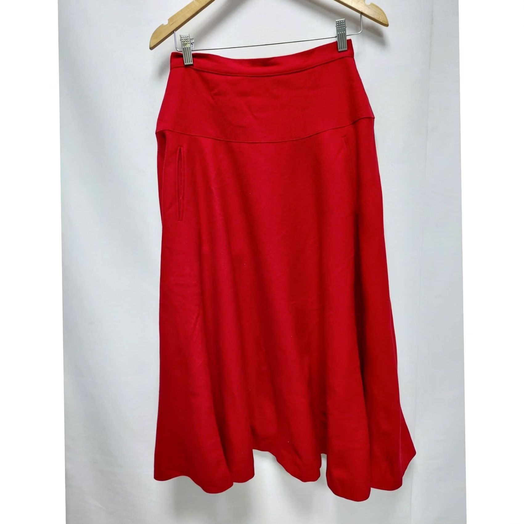 Missoni VINTAGE Missoni Donna Skirt Wool Red Women Midi A-Line Dry Clean Only, Made in Italy, Regular, Size M, Solid, Casual Party/Cocktail, Knee-Length Size 32" / US 10 / IT 46 - 2 Thumbnail