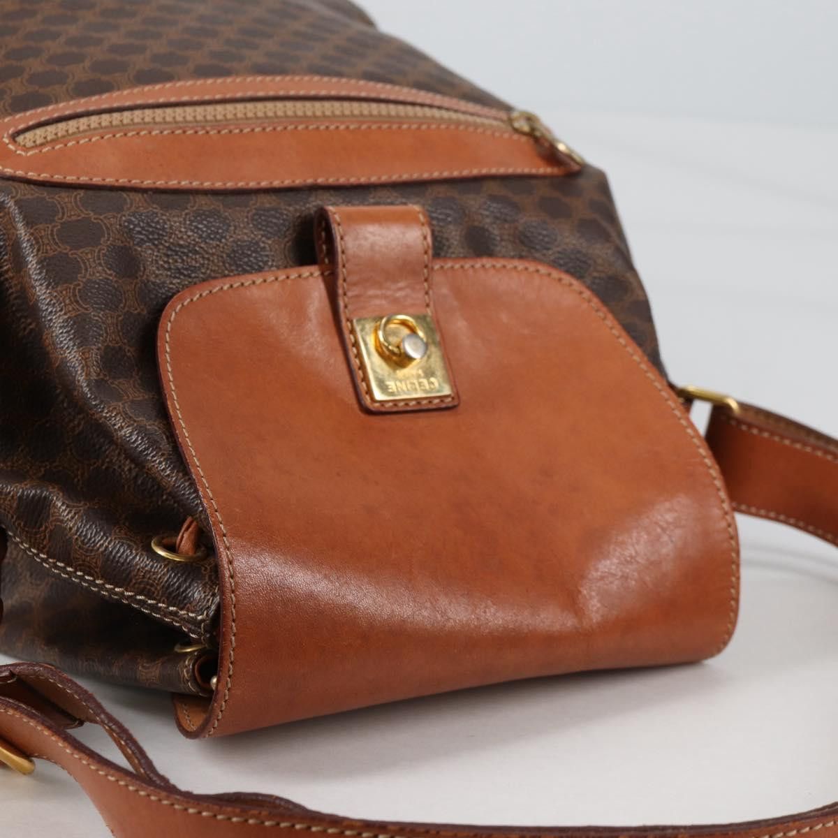 Celine CELINE Macadam Canvas Shoulder Bag Pvc Leather Brown Gold Size ONE SIZE - 6 Thumbnail