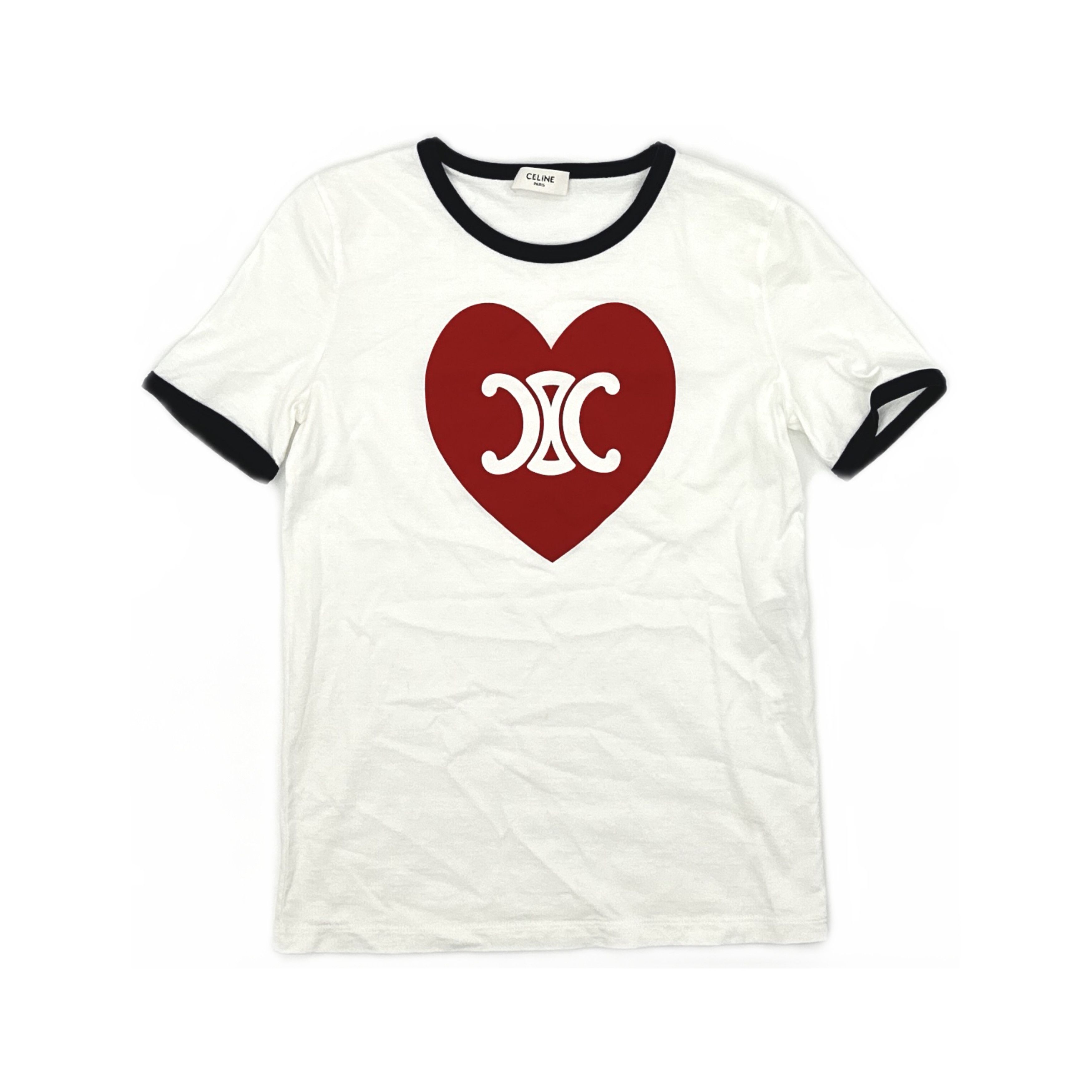 Celine Celine Heart Logo Ringer T-Shirt White Size XS Size XS / US 0-2 / IT 36-38 - 1 Thumbnail