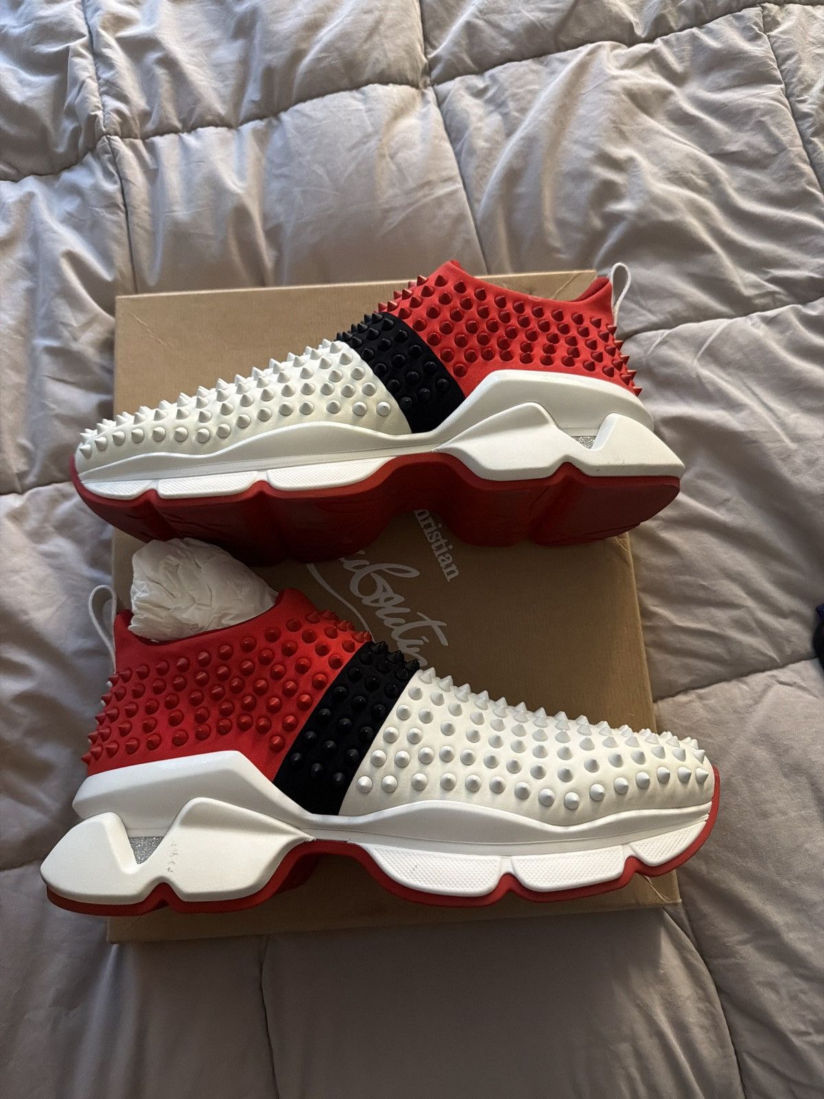 Christian Louboutin Spike Sock Flat Neoprene Tricolore Size US 10 / EU 43 - 2 Thumbnail