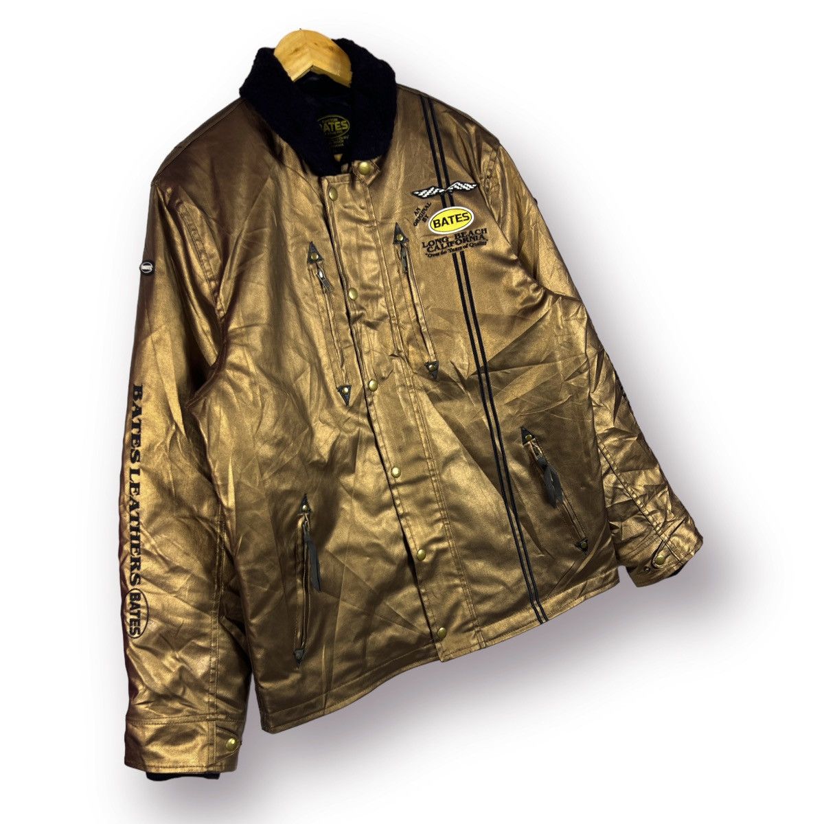 Bates Hats 🔥 BATES LEATHER LONG BEACH CARLIFORNIA RACING JACKET - XL Size US L / EU 52-54 / 3 - 4 Thumbnail