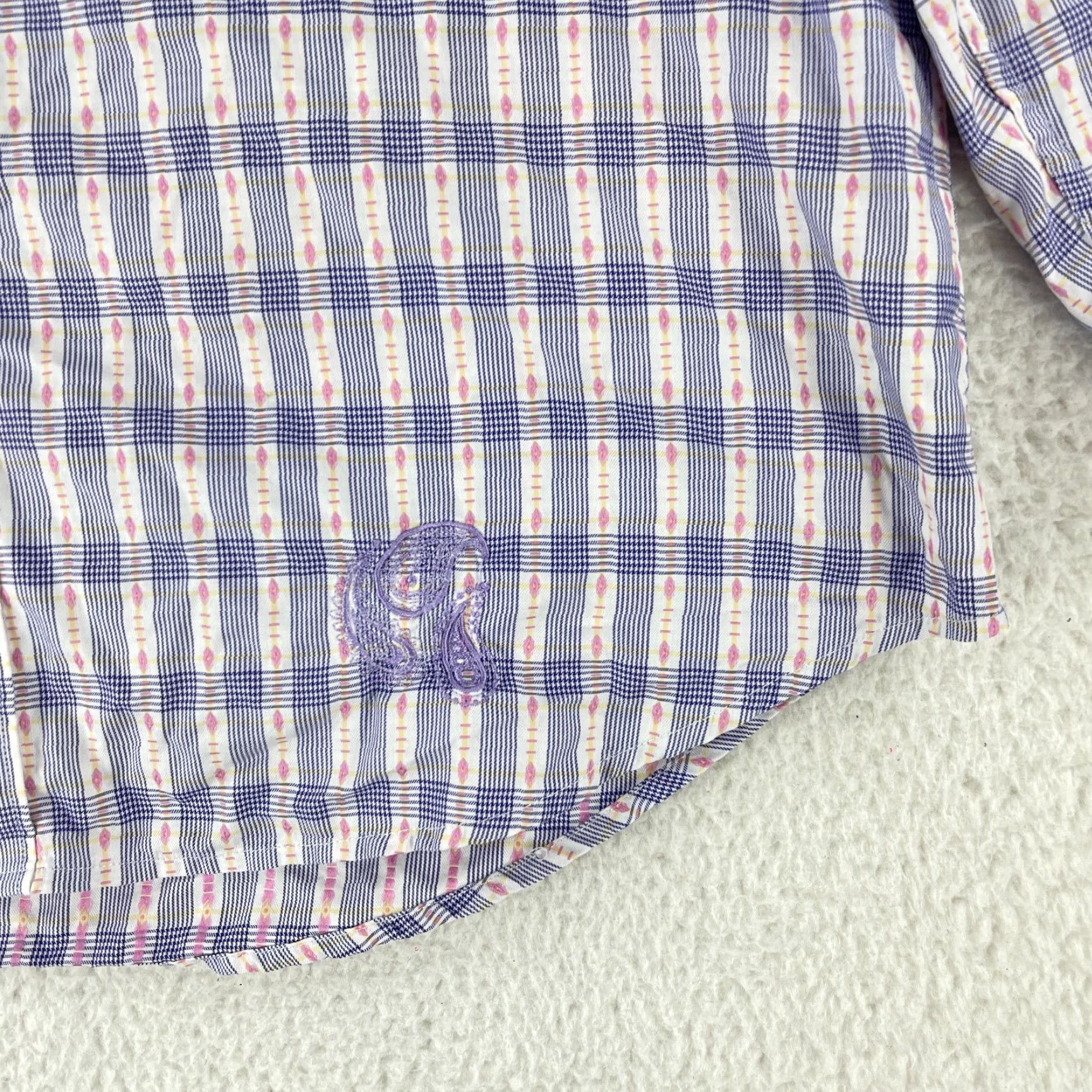 Robert Graham Robert Graham Purple Geo Print Button-Up Dress Shirt Mens Long Sleeve XL Size 46R - 6 Thumbnail