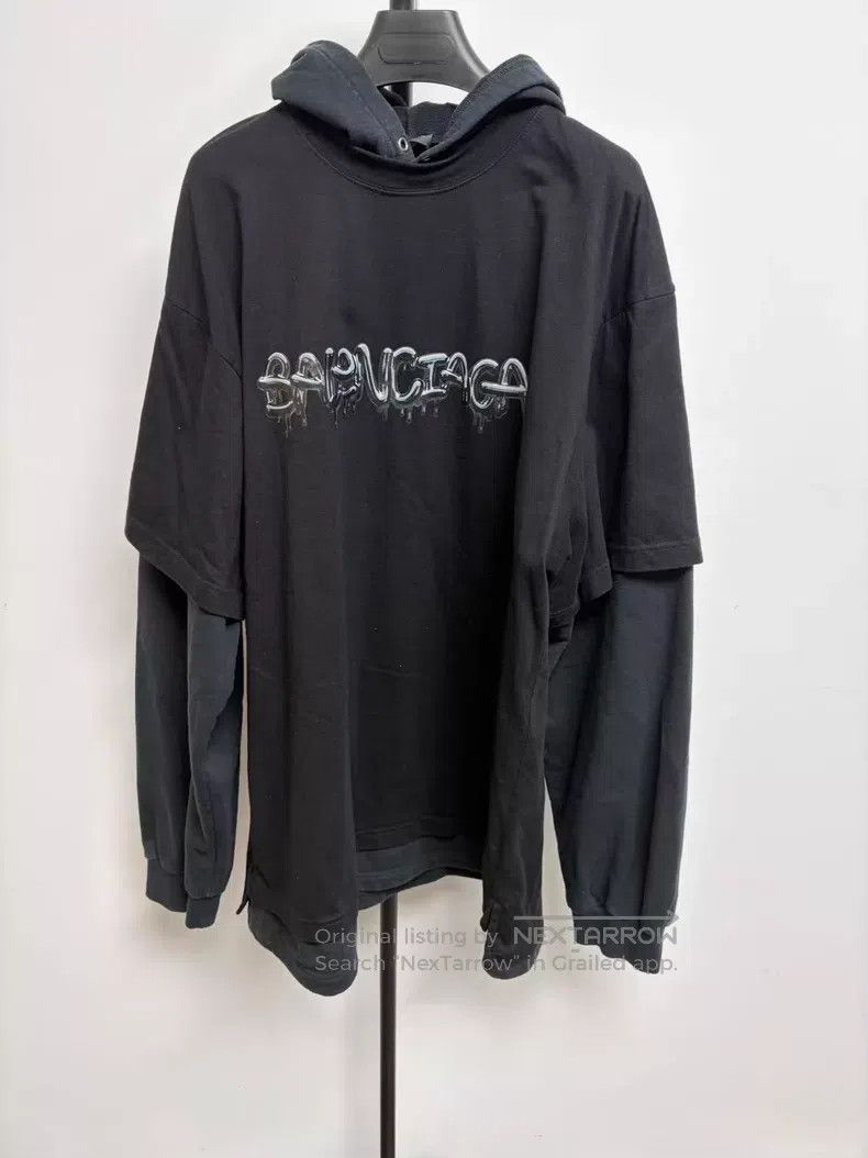 Balenciaga Balenciaga Art Print Double Layered Hooded T-Shirt Size US L / EU 52-54 / 3 - 1 Thumbnail