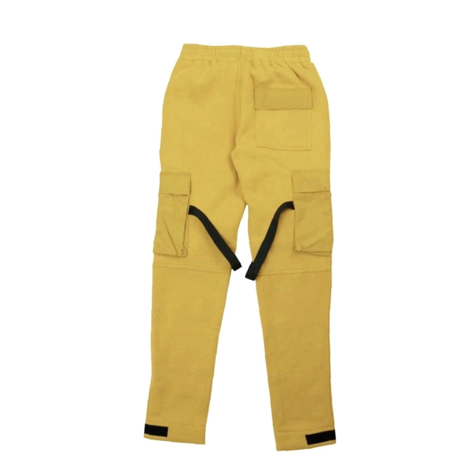 Vintage EPTM Mustard Yellow Black Straps Cargo Drawstring Slim Fleece Track Sweatpants S Men Regular Pants Sweatpants Slim 30-34 Inseam 32 Velcro Straps Size US 29 - 2 Thumbnail