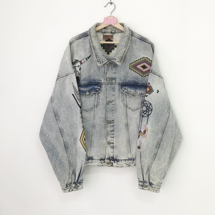 Vintage Vintage 90's Asos Navajo Pattern Denim Jacket Jeans Trucker ...