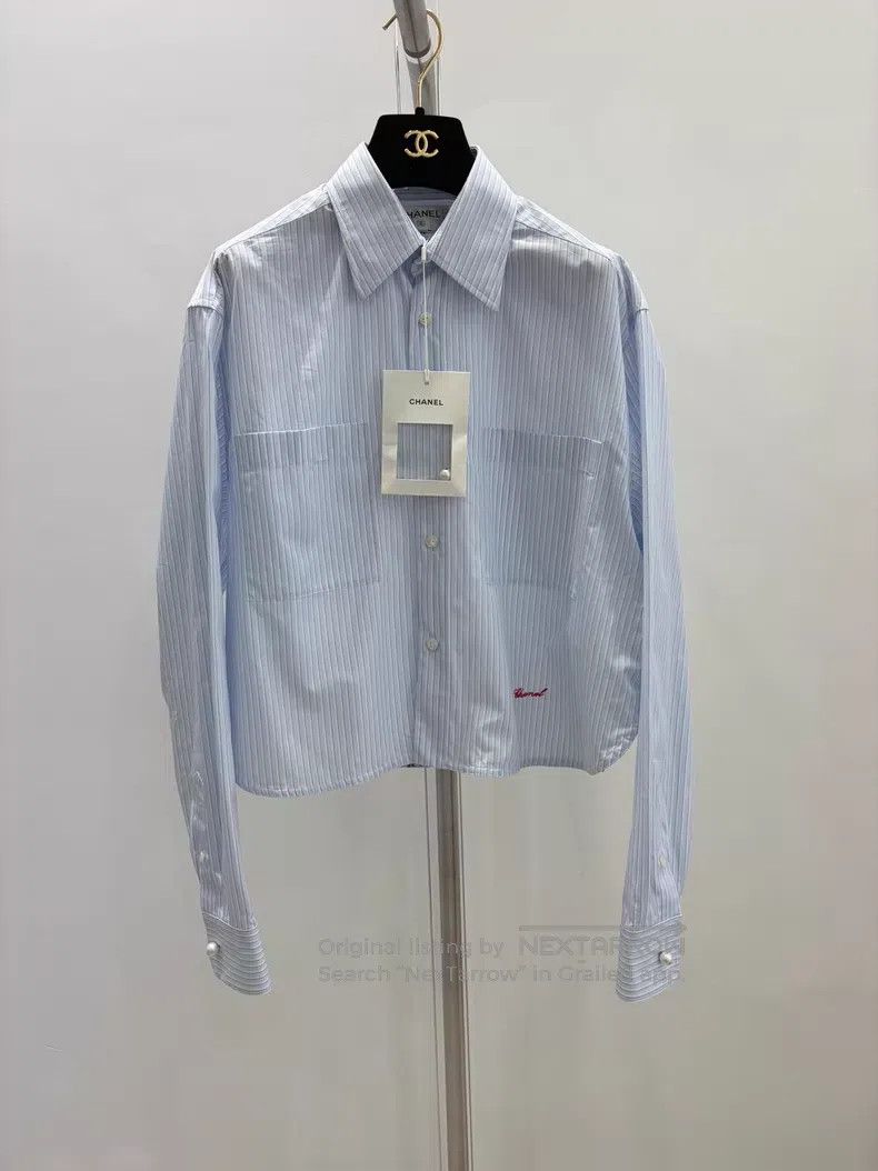 Chanel Chanel Blue striped short shirt Size XS / US 0-2 / IT 36-38 - 1 Thumbnail