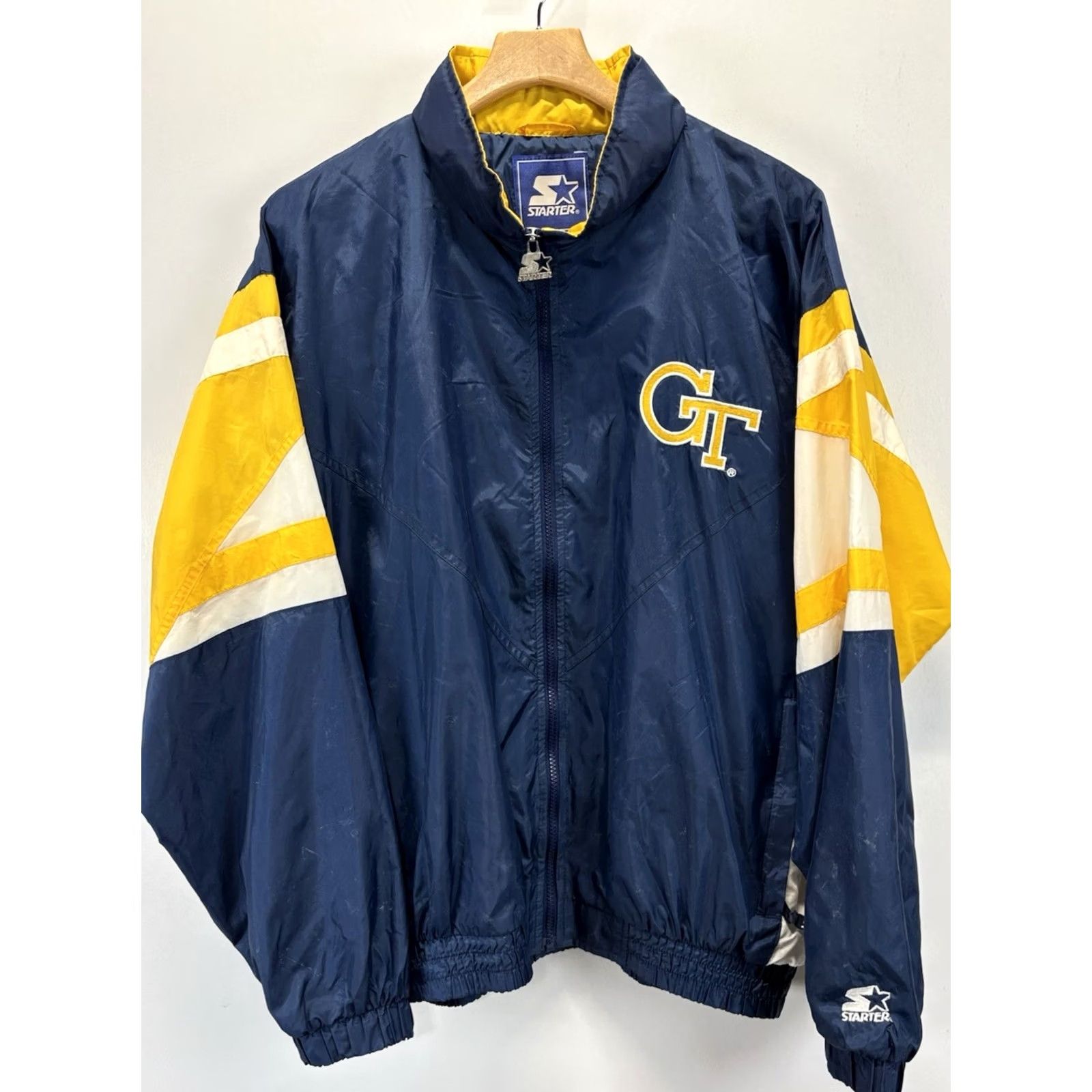 Starter VINTAGE Starter Georgia Tech Windbreaker Jacket Men XL Yellow Blue 90s Streetwear Mens Size US XL / EU 56 / 4 - 2 Thumbnail