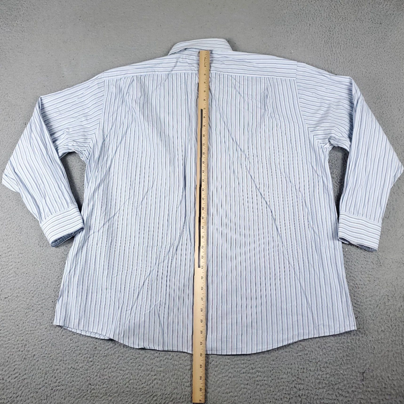 Tommy Hilfiger Tommy Hilfiger Dress Shirt Mens 18 Blue Striped Button Down Long Sleeve Classic Preppy Size 48R - 4 Thumbnail