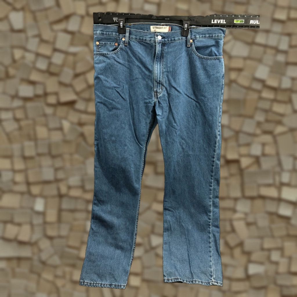 Levi's Levi's 505 Jeans Mens Regular Straight 42x32 Blue Mid Rise Denim 5-Pocket Belt Loops Cotton Blend 42 in Inseam 32in Vintage No Size US 42 / EU 58 - 1 Thumbnail