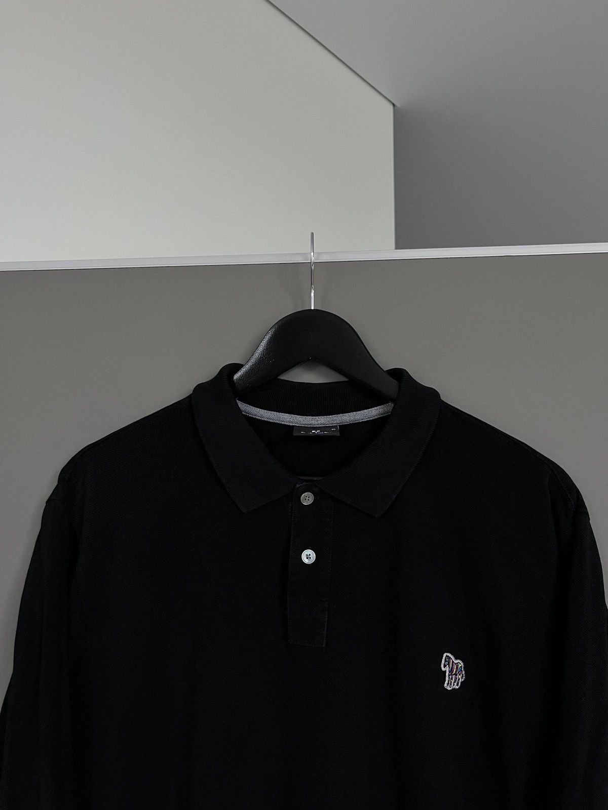Paul Smith Paul Smith Waffle Black Long Sleeve Polo Shirt Size US XL / EU 56 / 4 - 4 Thumbnail