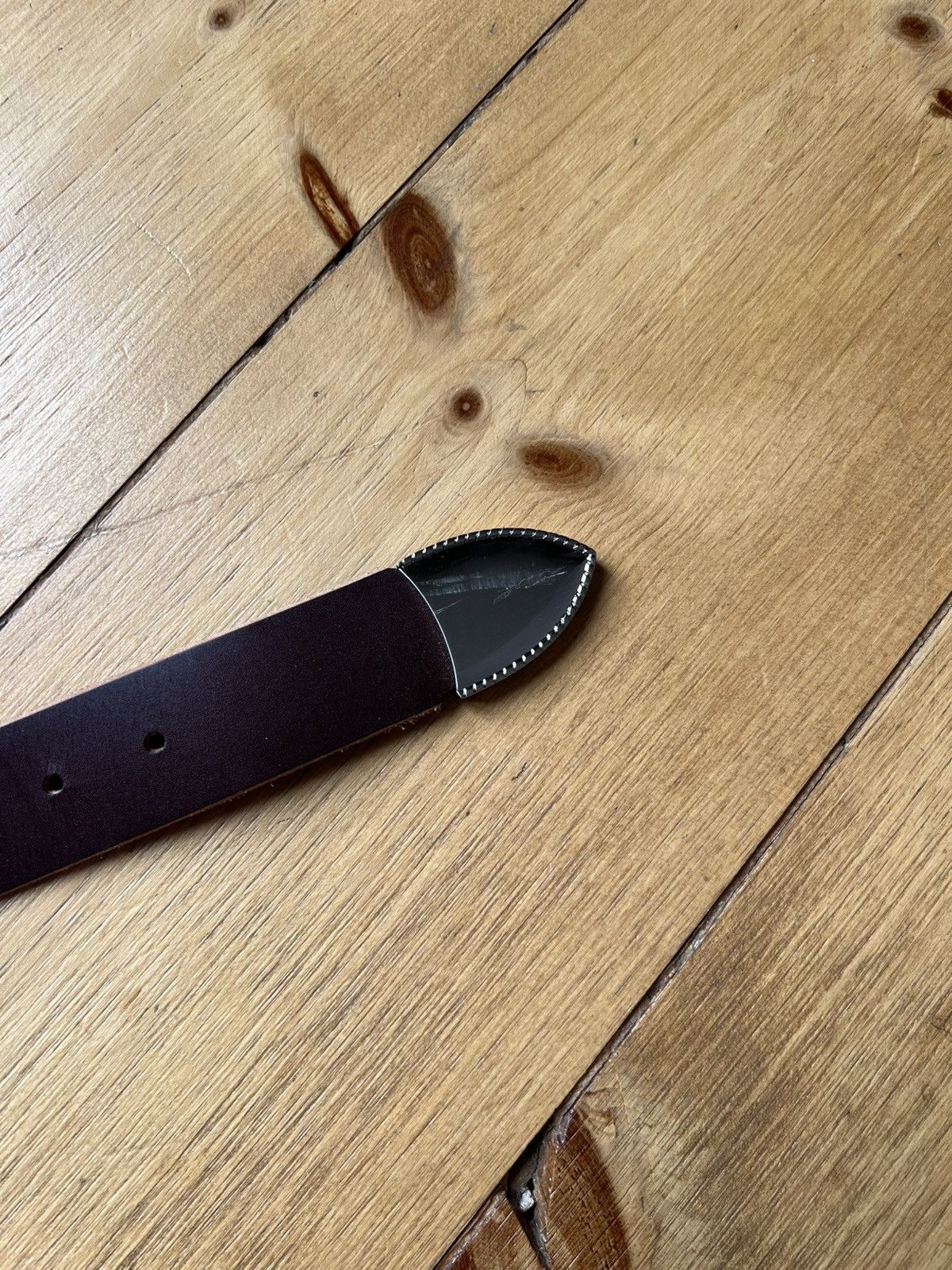 Fugazi Fugazi Brown Leather Studded Belt Size 32 - 7 Thumbnail