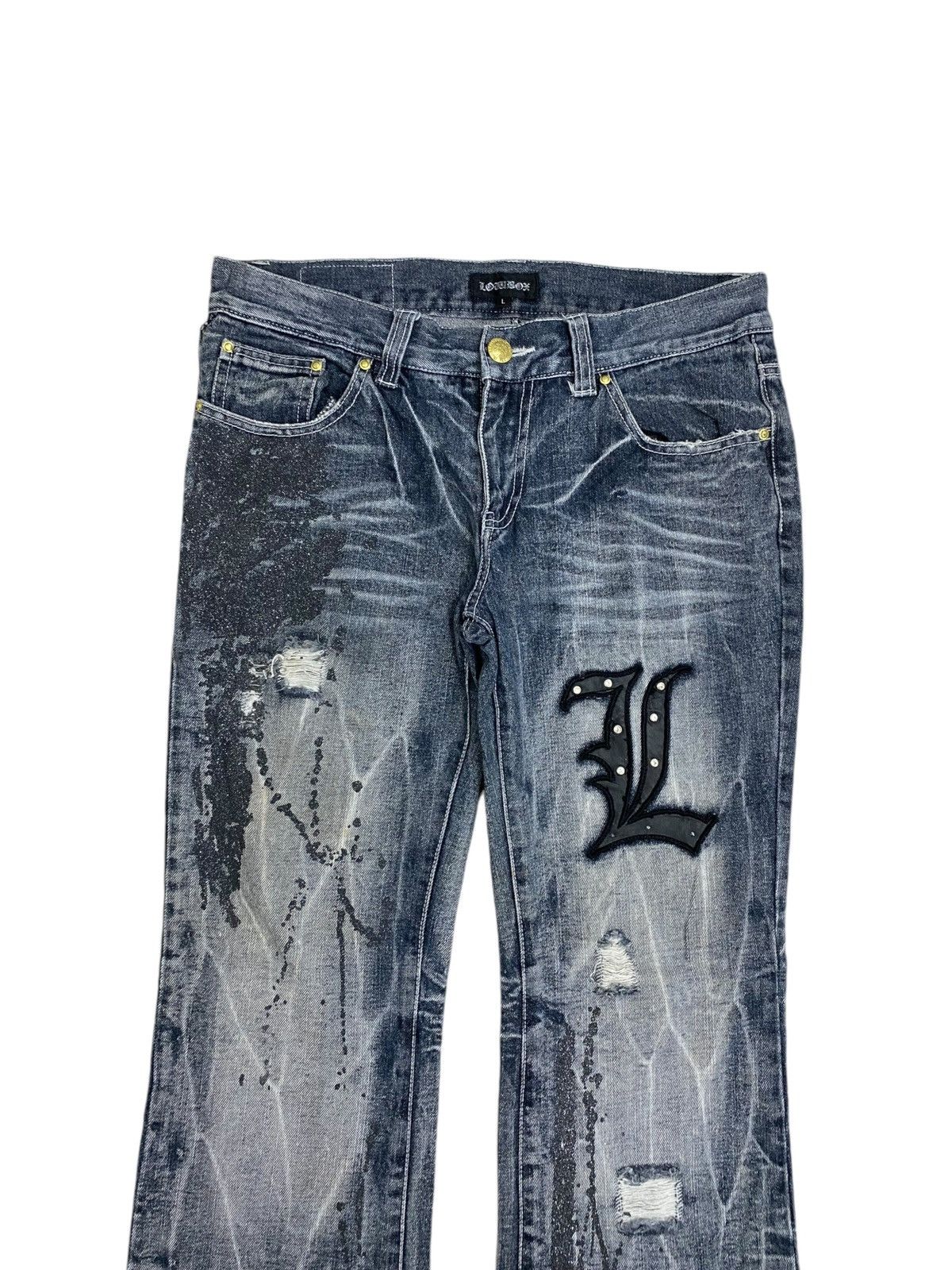 LOWBOX Vintage Lowbox Washed Grey Distressed Gothic L Patch Edgy Size US 31 - 7 Thumbnail