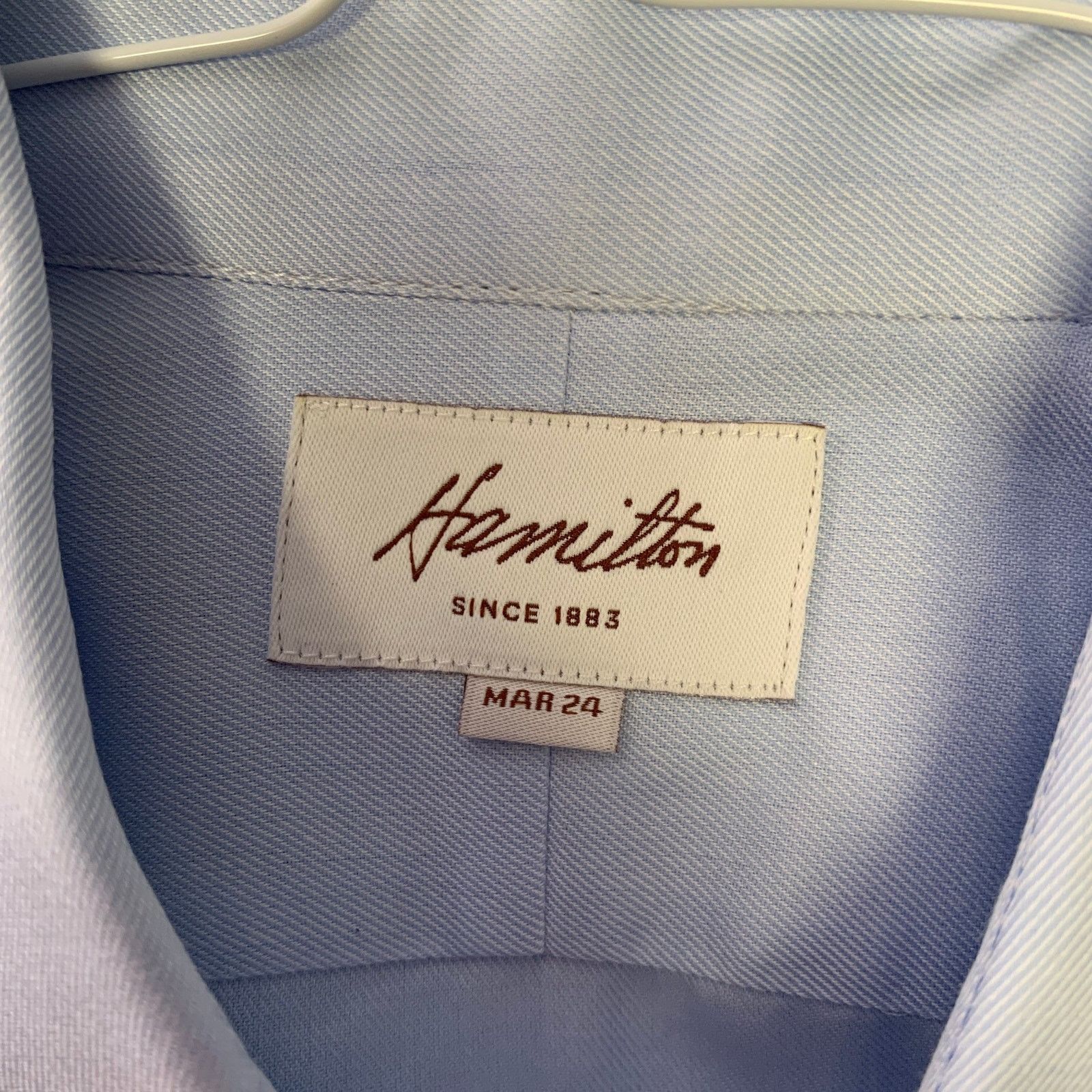 Hamilton HAMILTON S Blue Light Blue Cotton Spread Collar LS Shirt Size US S / EU 44-46 / 1 - 4 Thumbnail