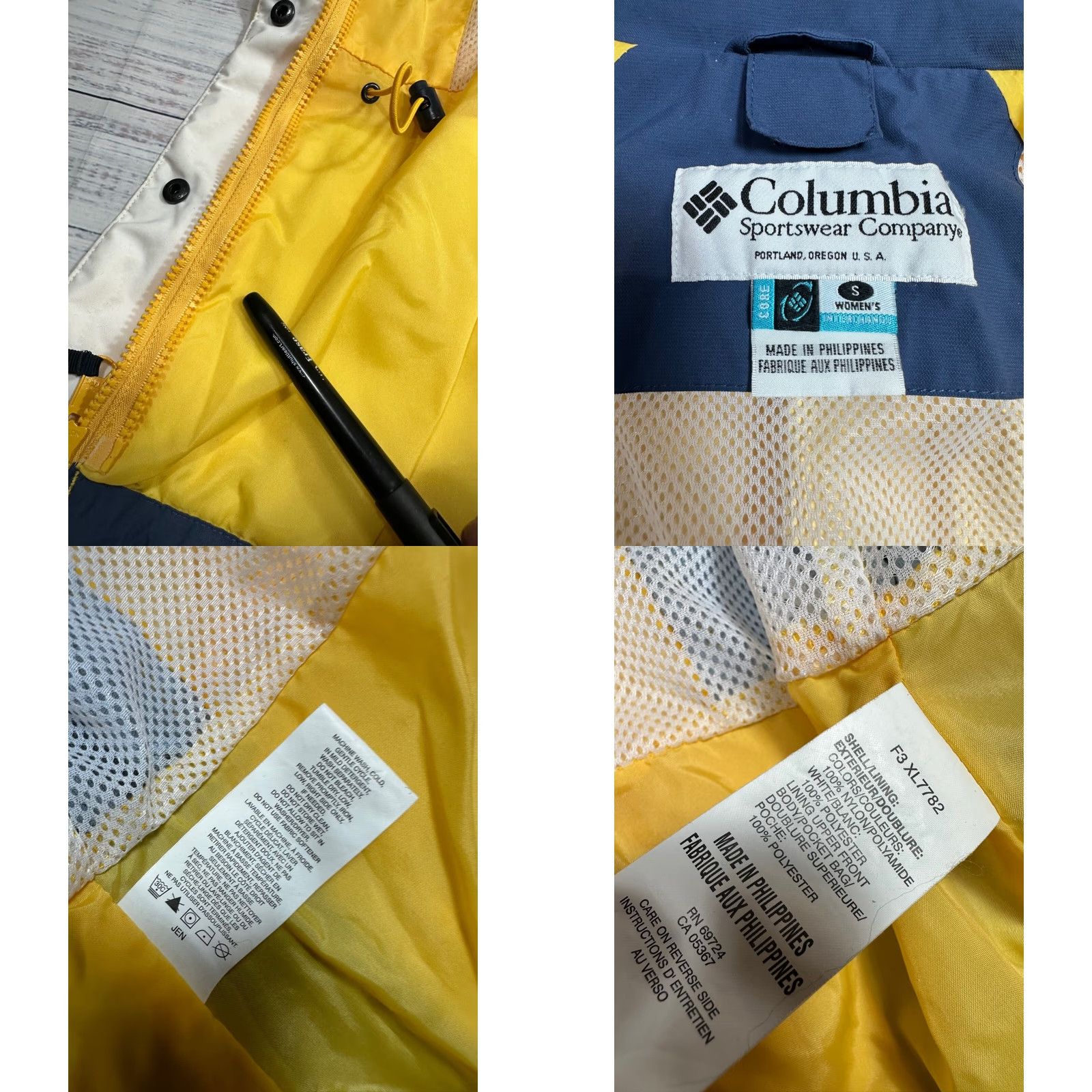 Rains Columbia Womens Nylon Hooded Zip Front Rain Jacket Yellow XS S Small Pockets No Liner Size S / US 4 / IT 40 - 8 Thumbnail