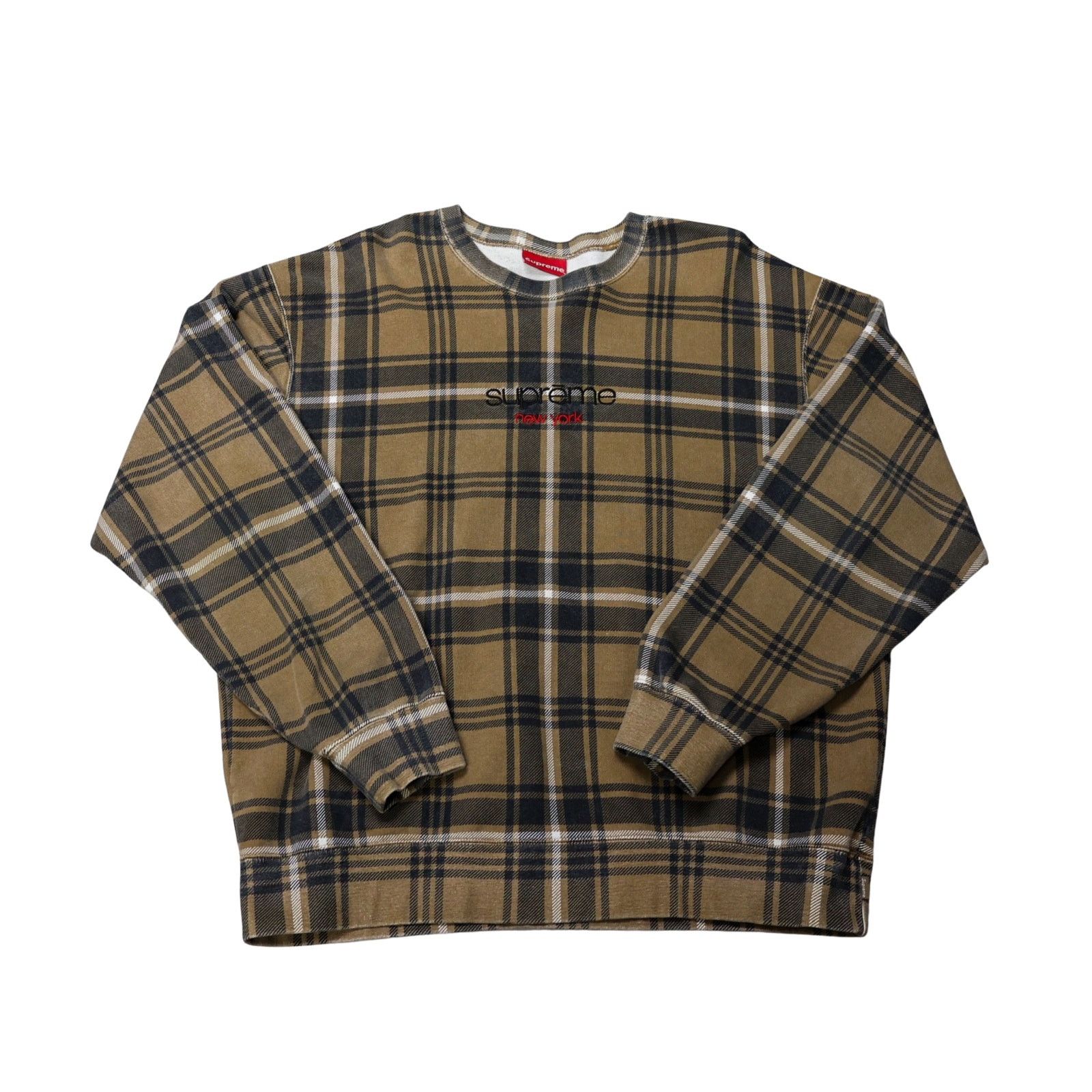 Supreme Supreme New York Plaid Crewneck Brown Size US L / EU 52-54 / 3 - 1 Thumbnail