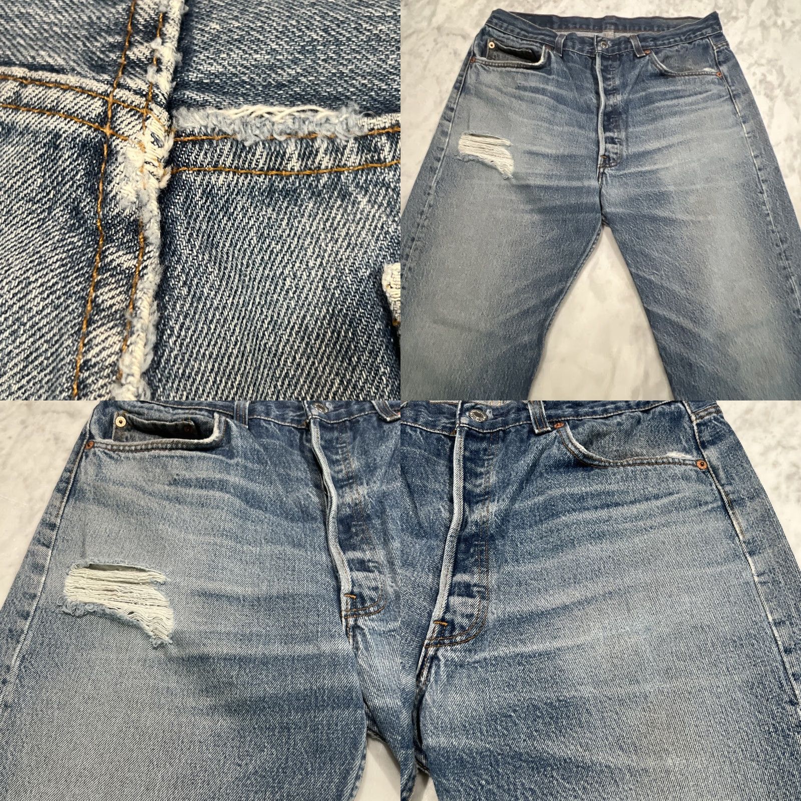 Levi's VINTAGE Levi’s 501 Jeans Men 32x30 Blue Button Fly USA Jeans Classic Distressed Whiskers 5-Pocket Denim 501 Series Mens Size US 32 / EU 48 - 9 Thumbnail