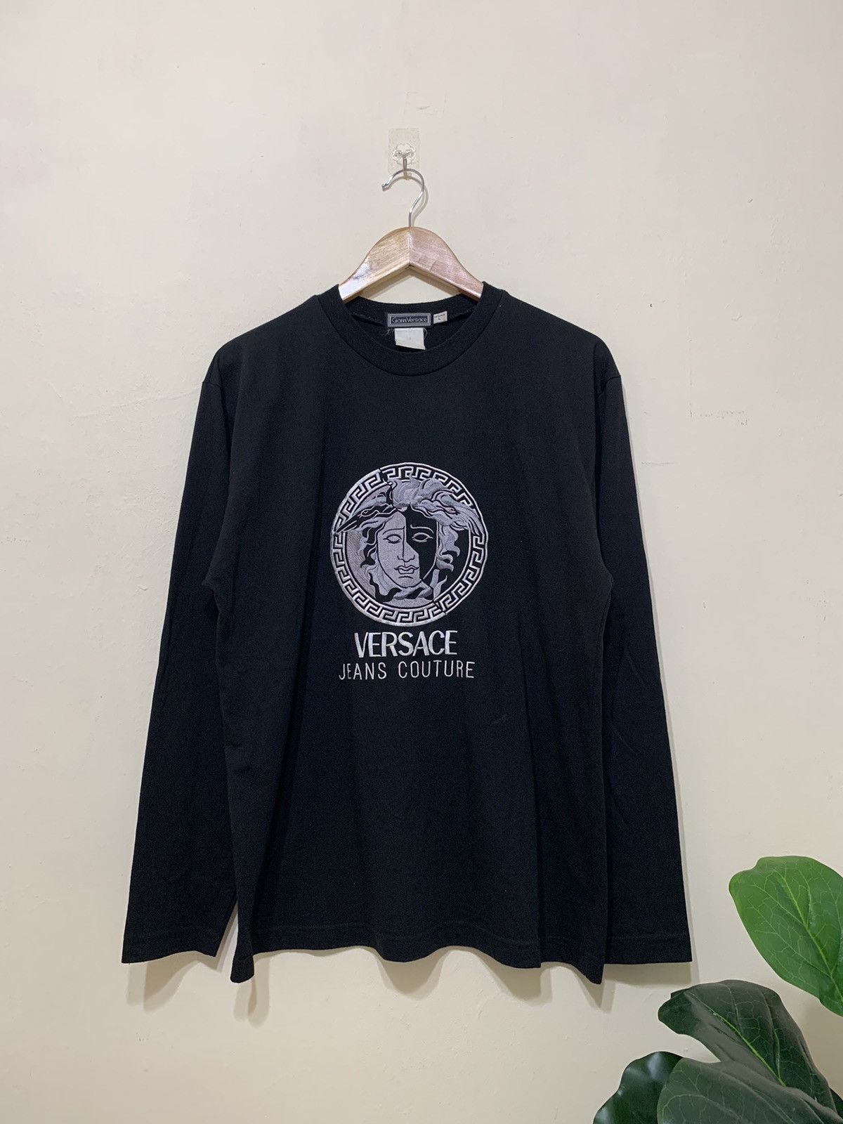 image of VTG 90’S Gianni Versace Medusa Emblem Long Sleeves in Black, Men's (Size Medium)