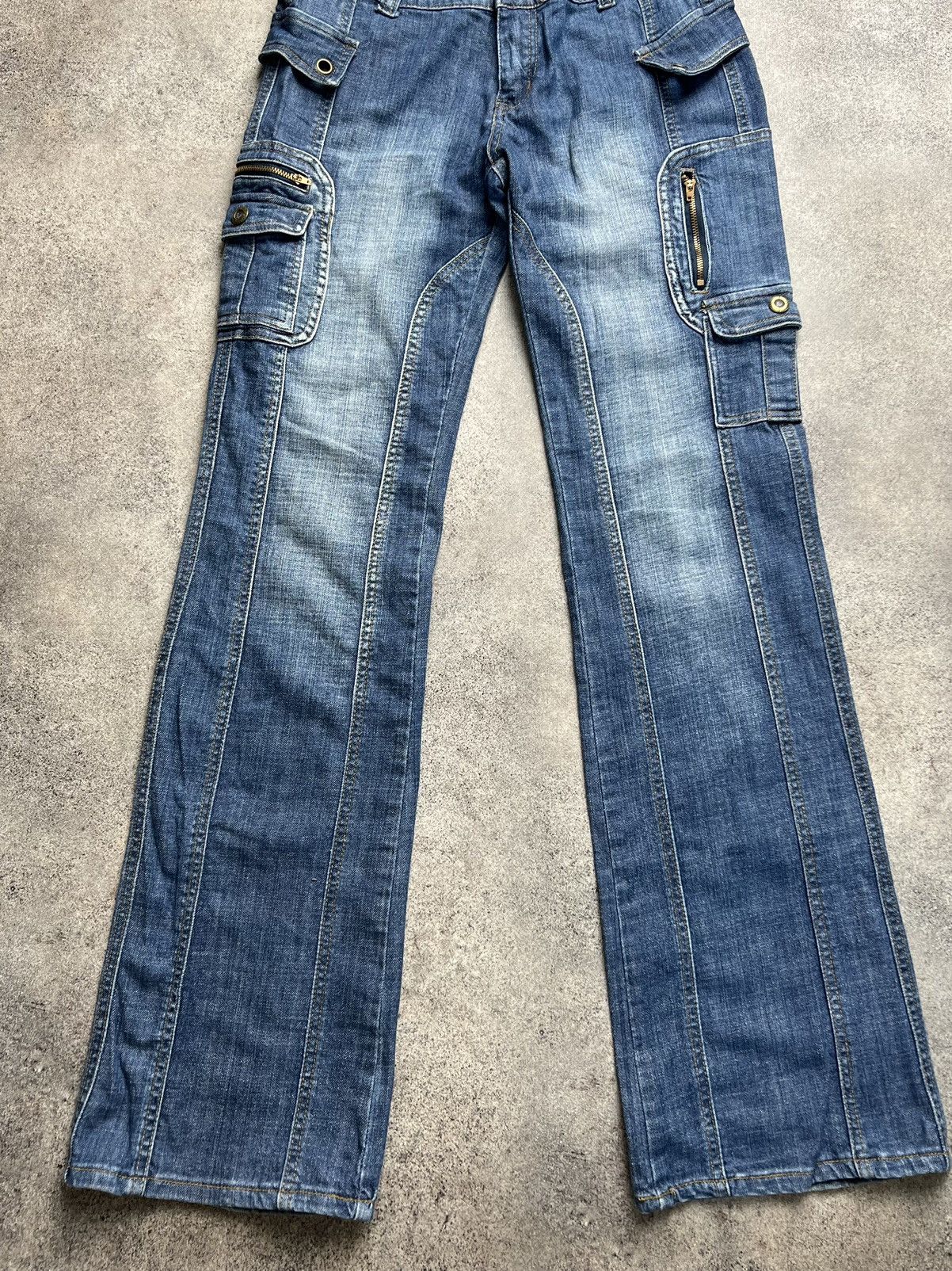 Japanese Brand × Vintage Vintage Japanese flare cargo denim jeans Size 28" / US 6 / IT 42 - 2 Thumbnail