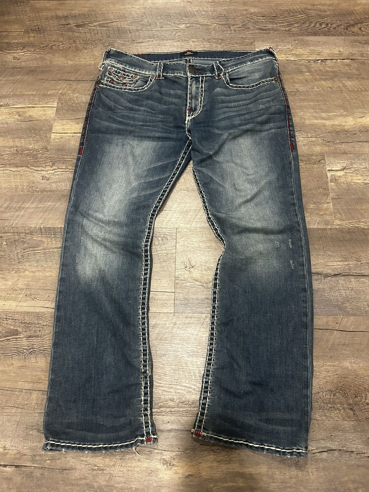 True Religion ☑️ Billy Super T Bootcut Blue Jeans ☑️ Size US 38 / EU 54 - 6 Thumbnail