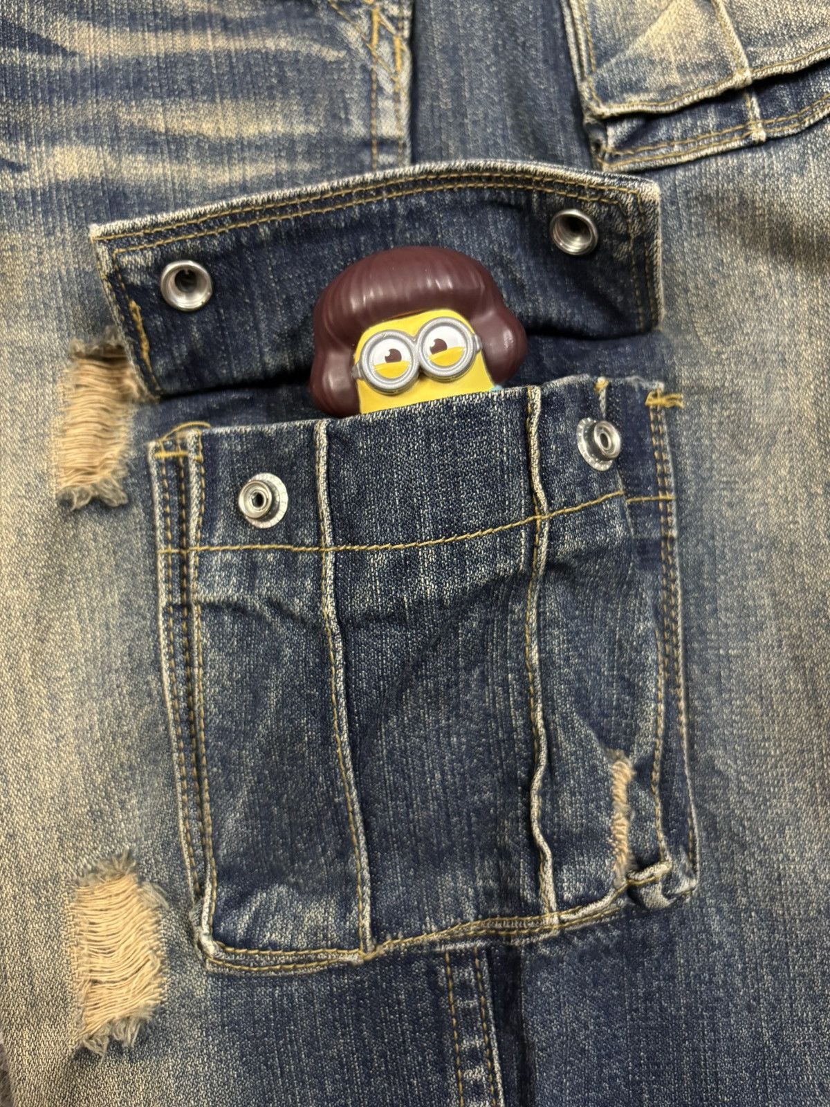 POST ARCHIVE FACTION (PAF) Vintage Japanese Brand Mud Wash Distressed Cargo Jeans Size US 32 / EU 48 - 6 Thumbnail