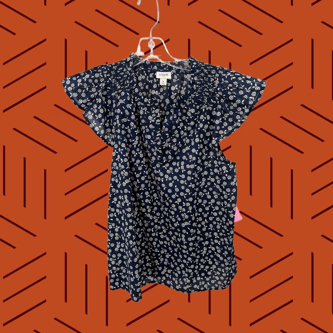 Vintage J Crew Navy Floral Blouse Size Medium Size M / US 6-8 / IT 42-44 - 1 Thumbnail