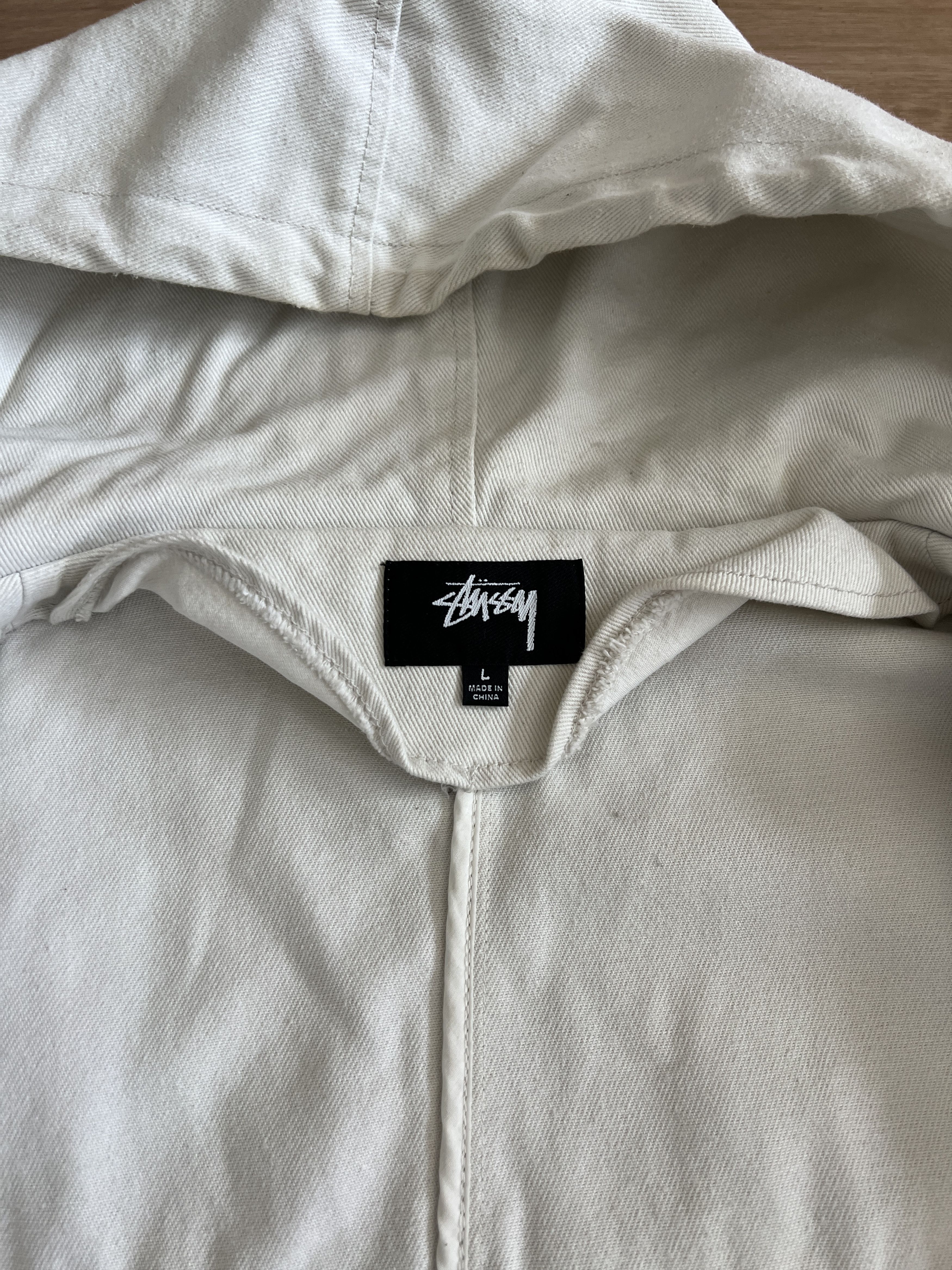 Stussy Stussy White Zip Up Hooded Work Jacket Size L Canvas Hoodie Size US L / EU 52-54 / 3 - 2 Thumbnail