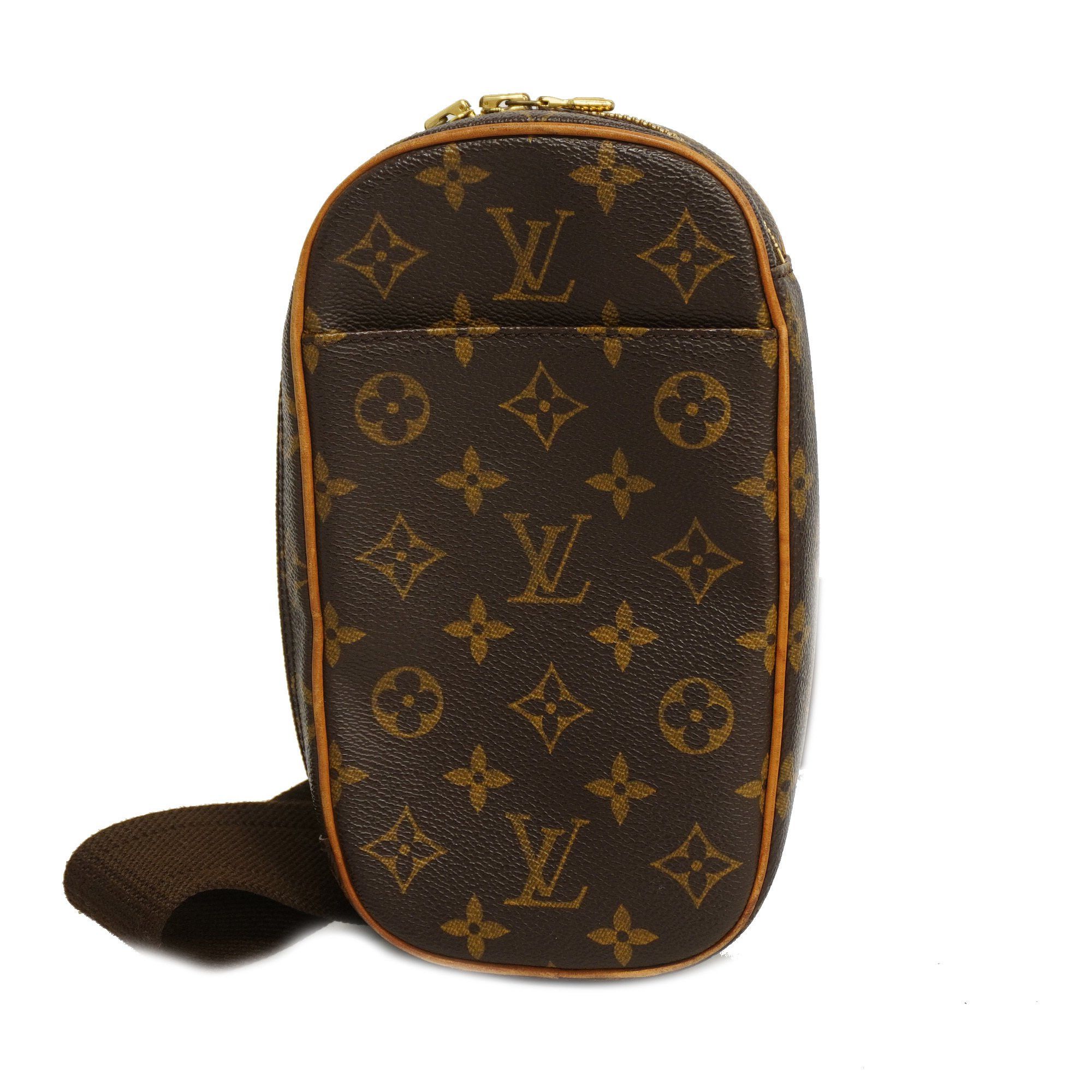 LOUIS VUITTON Authentic Women's Monogram Pochette Ganju Body Bag Brown  Leather