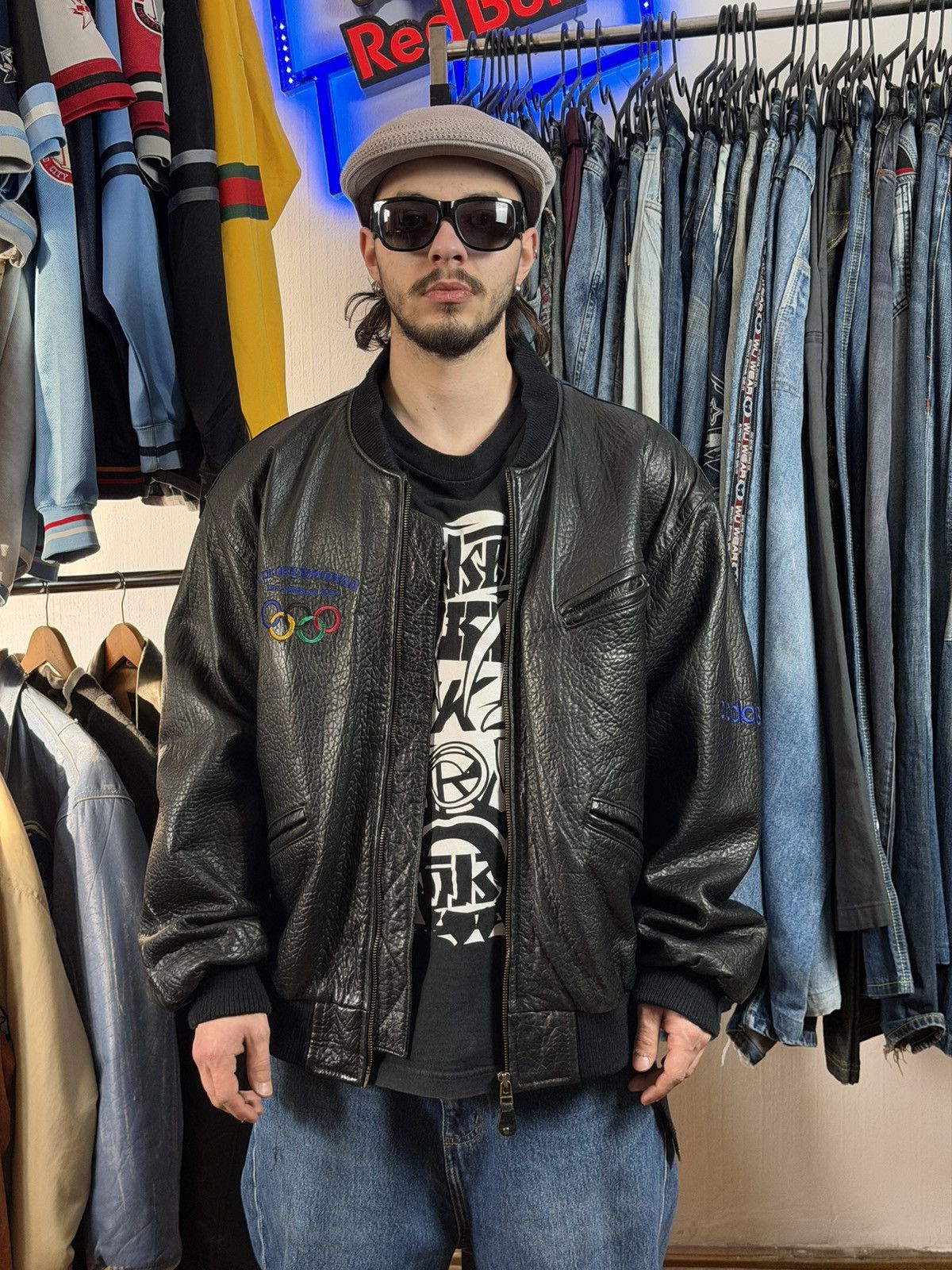 Adidas Vintage Adidas Leather Jacket Olympic Game Japan Sapporo 72