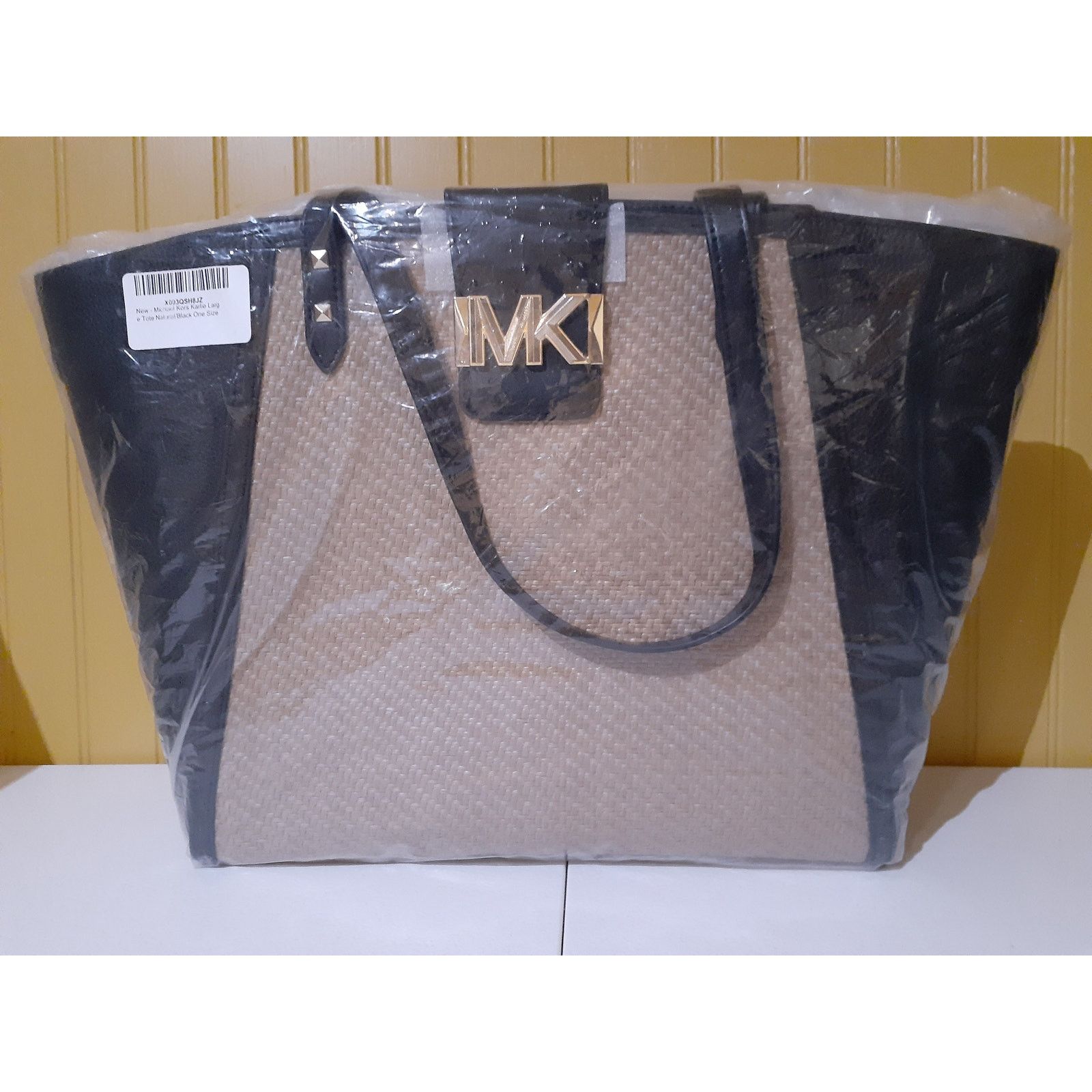 Michael Kors Michael Kors Karlie Large Natural/Black Tote Bag Handbag Size ONE SIZE - 1 Thumbnail