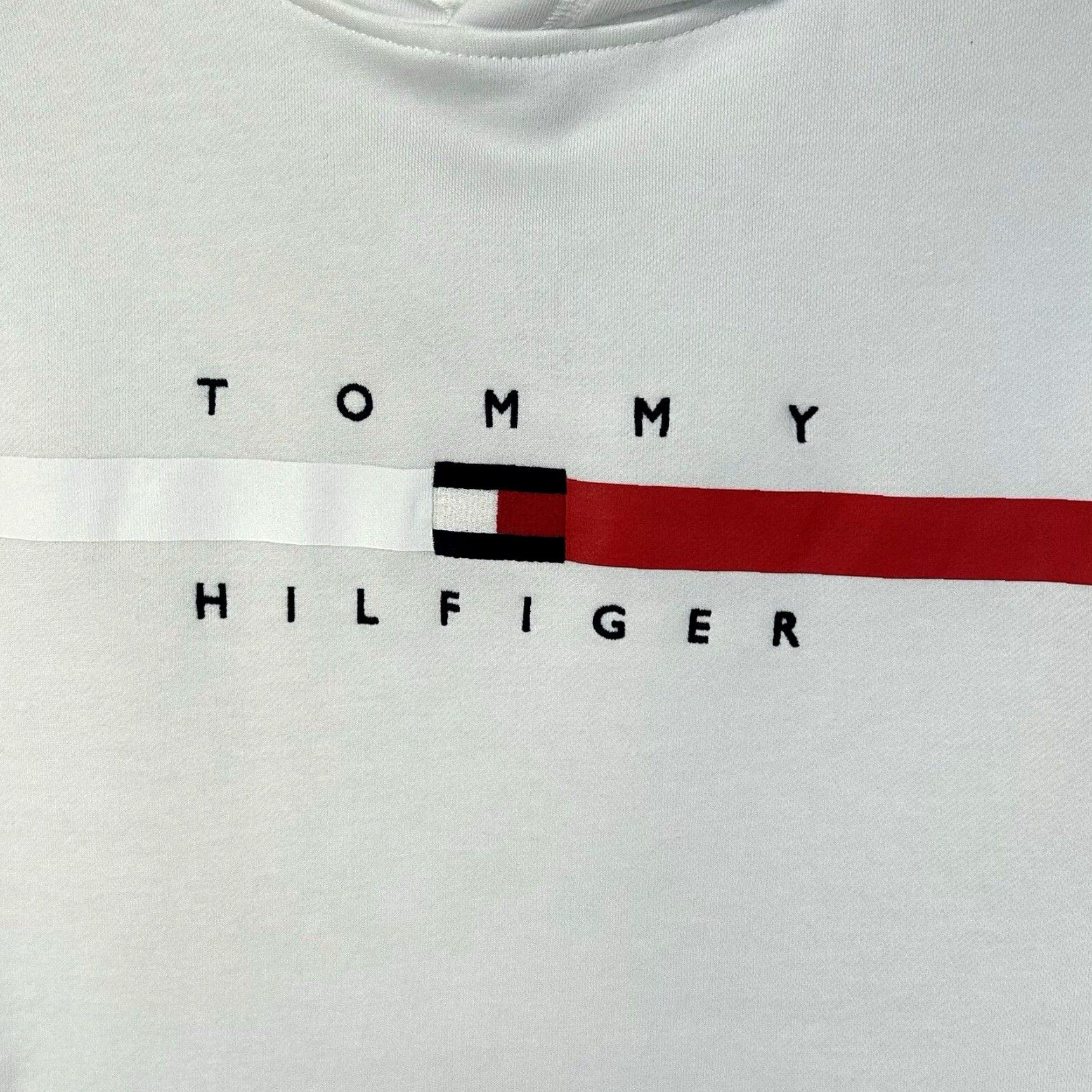 Tommy Hilfiger Tommy Hilfiger Men's Hoodie Pullover Fleece Sweatshirt XL White Flag Stripe Hoodie Mens XL White Flag Stripe Size US XL / EU 56 / 4 - 3 Thumbnail