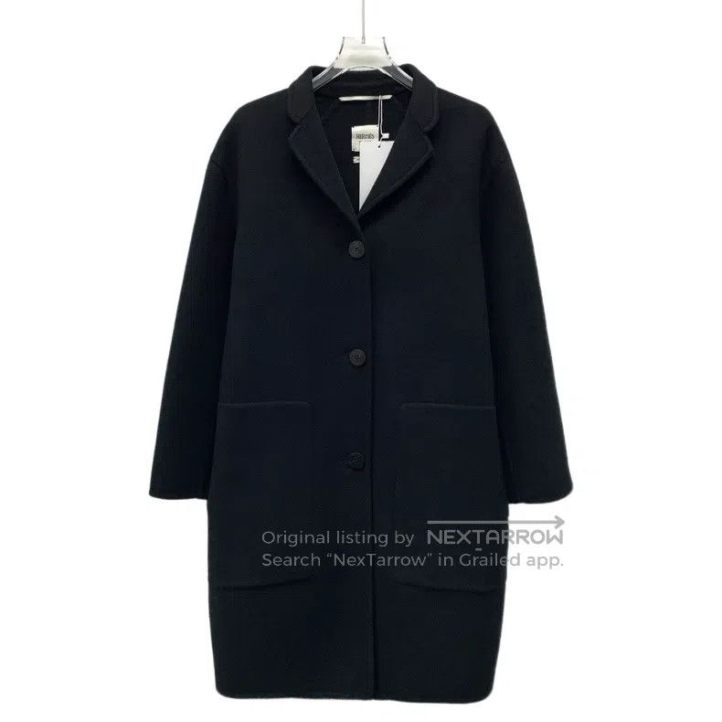 Hermes Hermes Black Goat Hair Lapel Single-Breasted Long-Sleeve O Size XS / US 0-2 / IT 36-38 - 1 Thumbnail