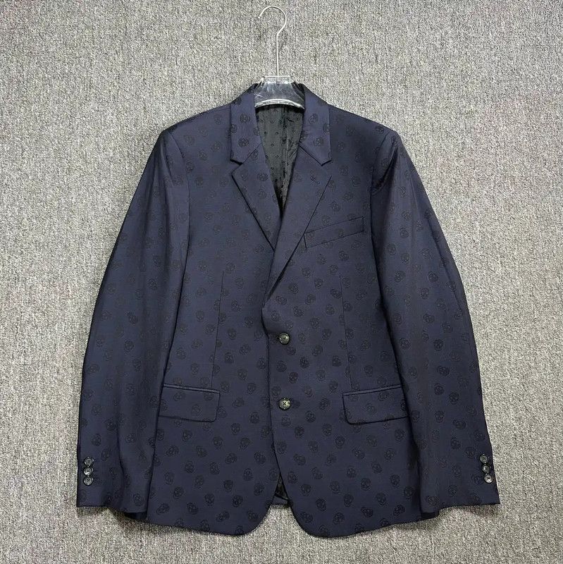 Alexander McQueen Alexander McQueen XL Navy Wool Men's Coat 0089 Size US XL / EU 56 / 4 - 1 Thumbnail