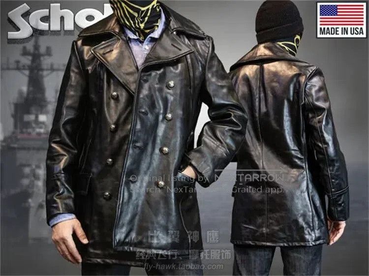 Schott Schott Slim double-breasted cowhide rock moto tope coat Size US S / EU 44-46 / 1 - 1 Thumbnail