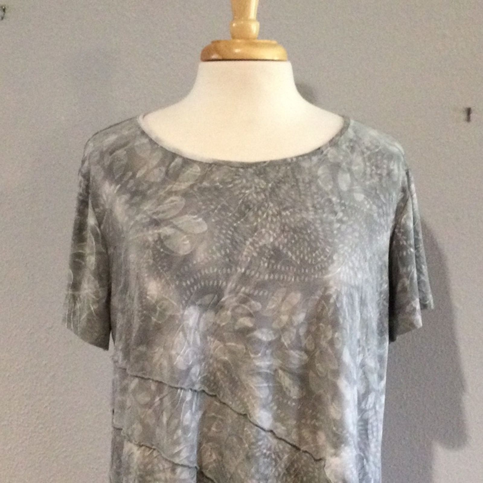 Vintage Sami & Jo Plus Gray & White Asymmetrical Women's Top Size 1X Size XL / US 12-14 / IT 48-50 - 2 Thumbnail
