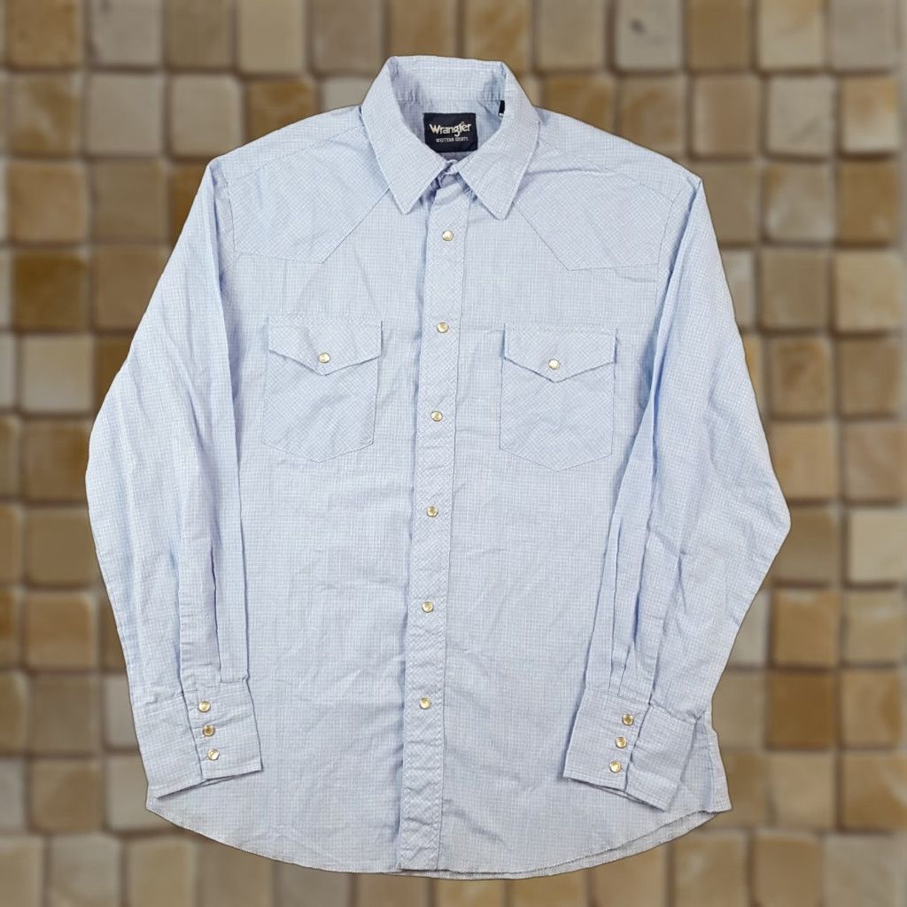 Wrangler VINTAGE Wrangler Blue Checked Cowboy Button-Up Shirt Men's Size M Collared Long Sleeve 90s Western Retro Size US M / EU 48-50 / 2 - 1 Thumbnail