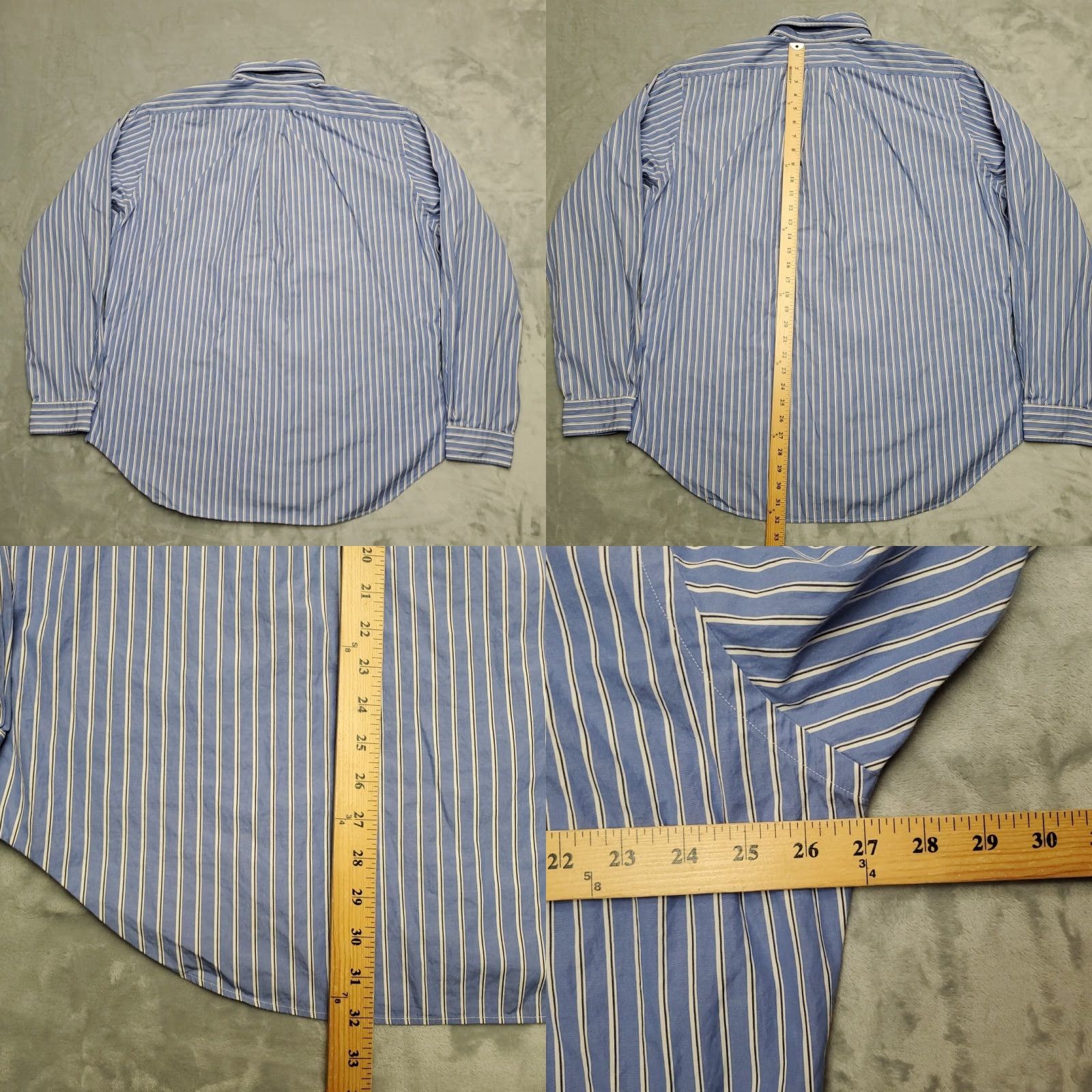 Ralph Lauren VINTAGE Ralph Lauren Shirt Mens 17 Blue Striped Long Sleeve Classic Pony Casual Size US L / EU 52-54 / 3 - 8 Thumbnail