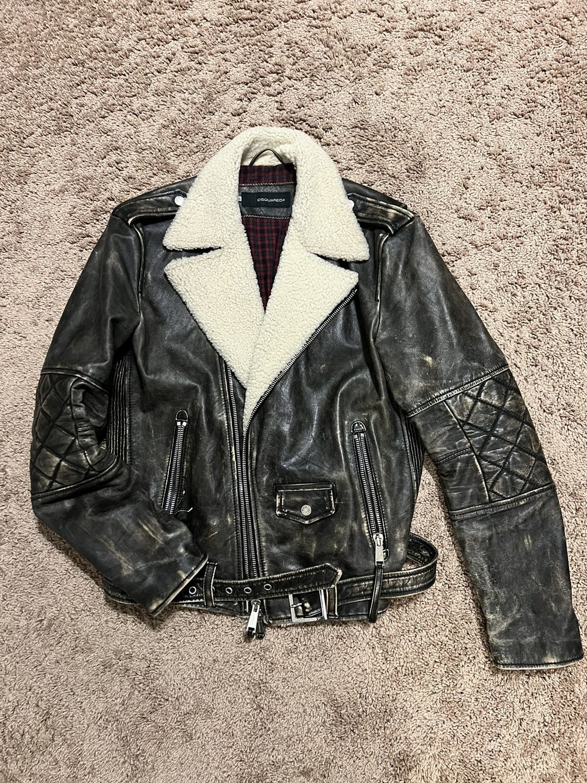 Dsquared2 Dsquared2 Shearling-lined Leather Jacket Size US M / EU 48-50 / 2 - 1 Thumbnail